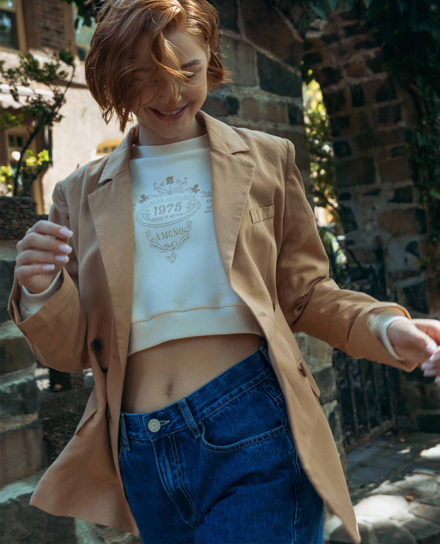 Blazer amplio con botones para mujer