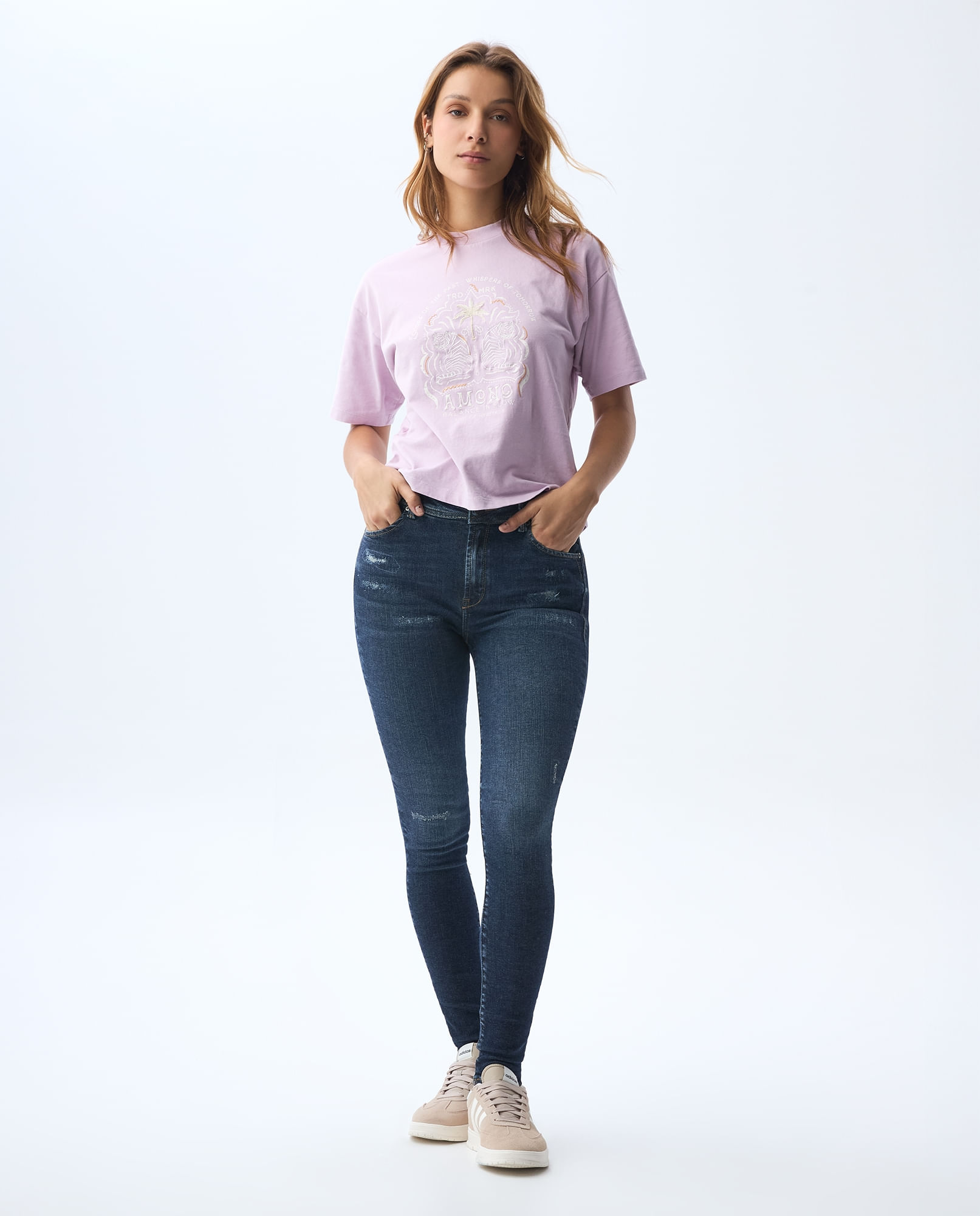 Jean Jeggging con rotos y recosidos para mujer