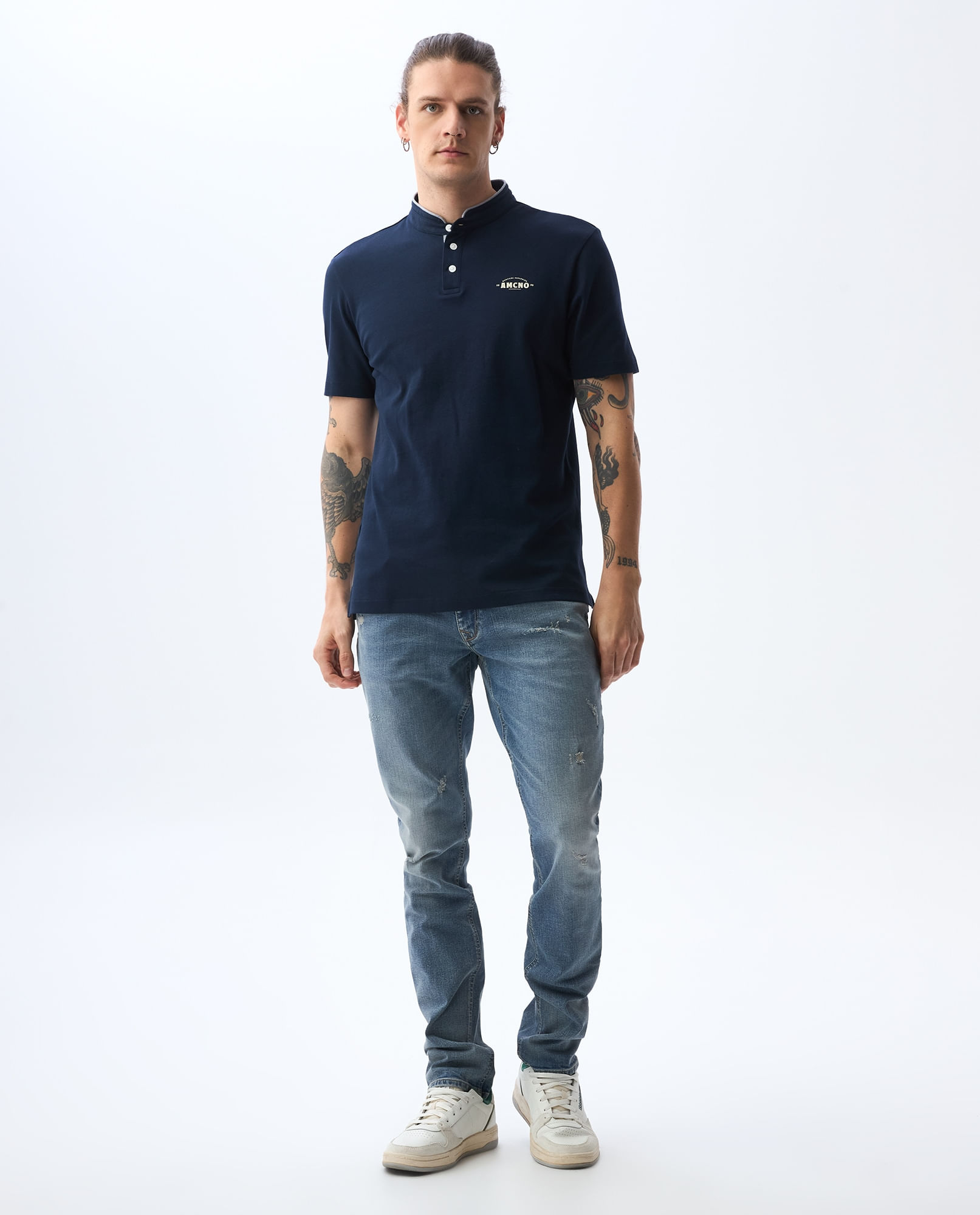 Polo cuello neru para hombre
