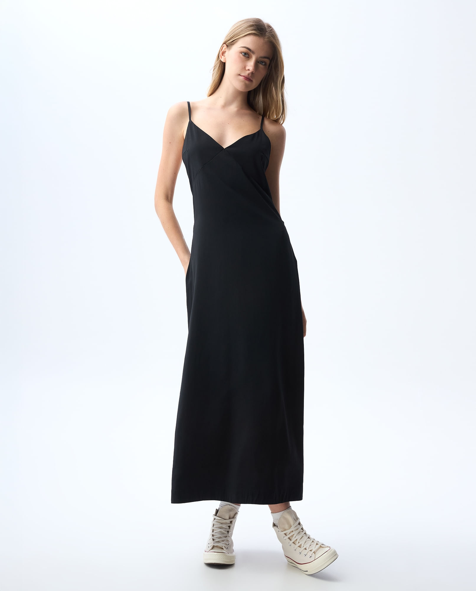 Vestido largo con botones en lateral para mujer