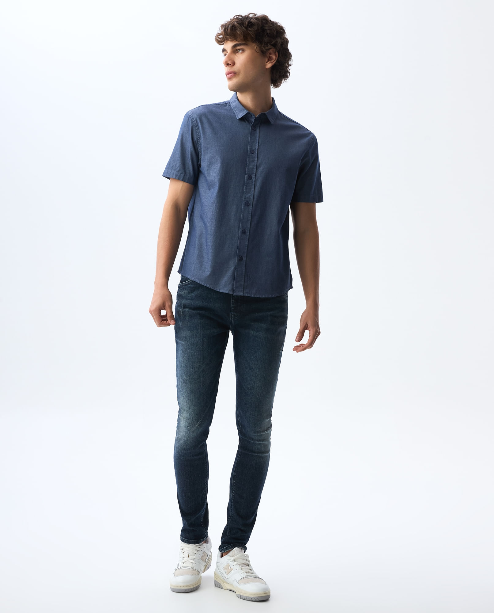 Camisa slim manga corta para hombre
