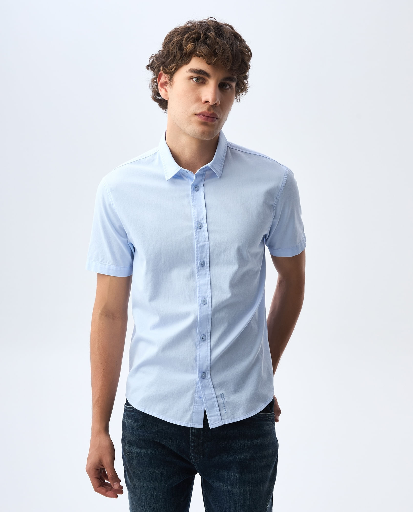 Camisa slim manga corta para hombre