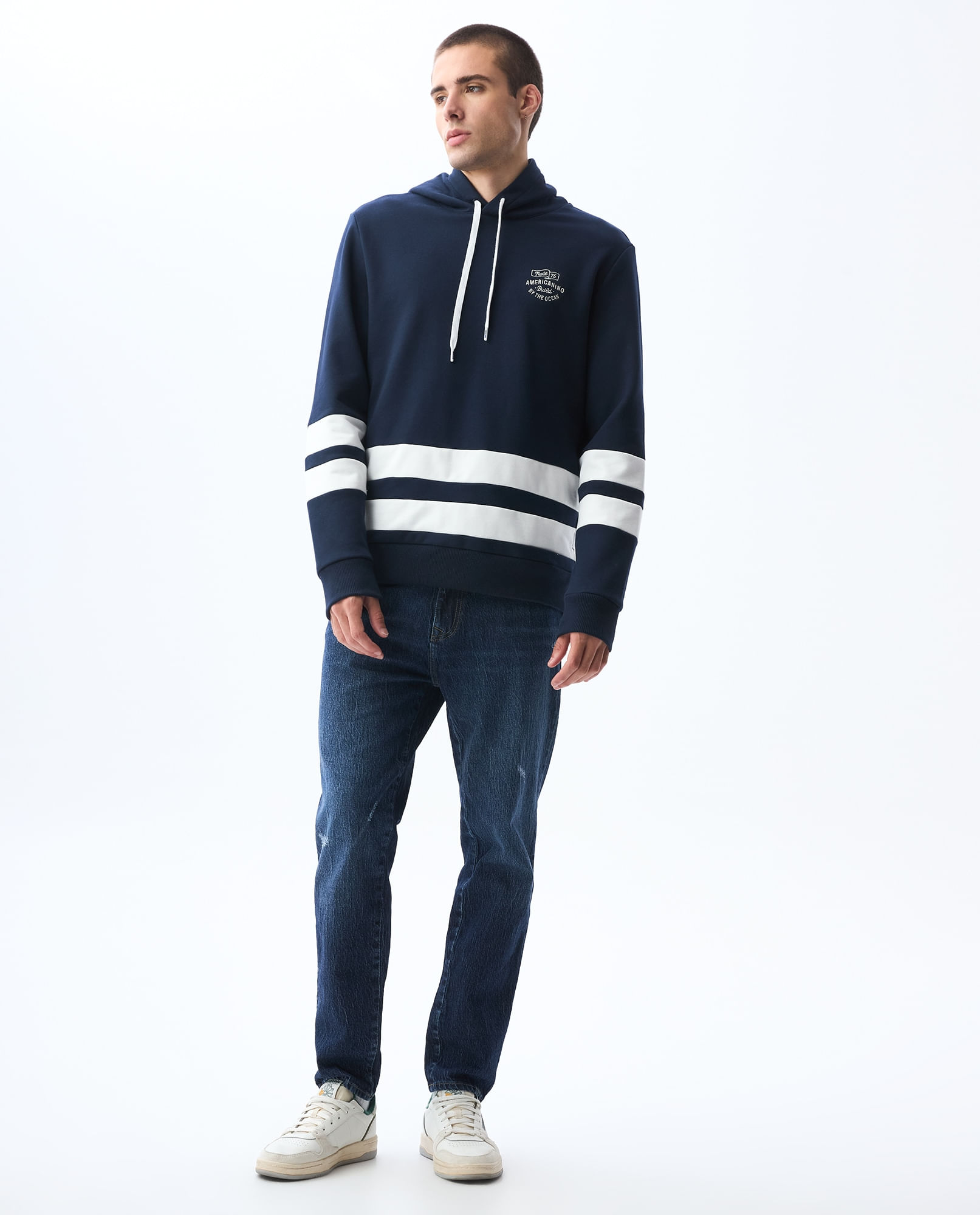 Buzo en bloques de color con capucha para hombre