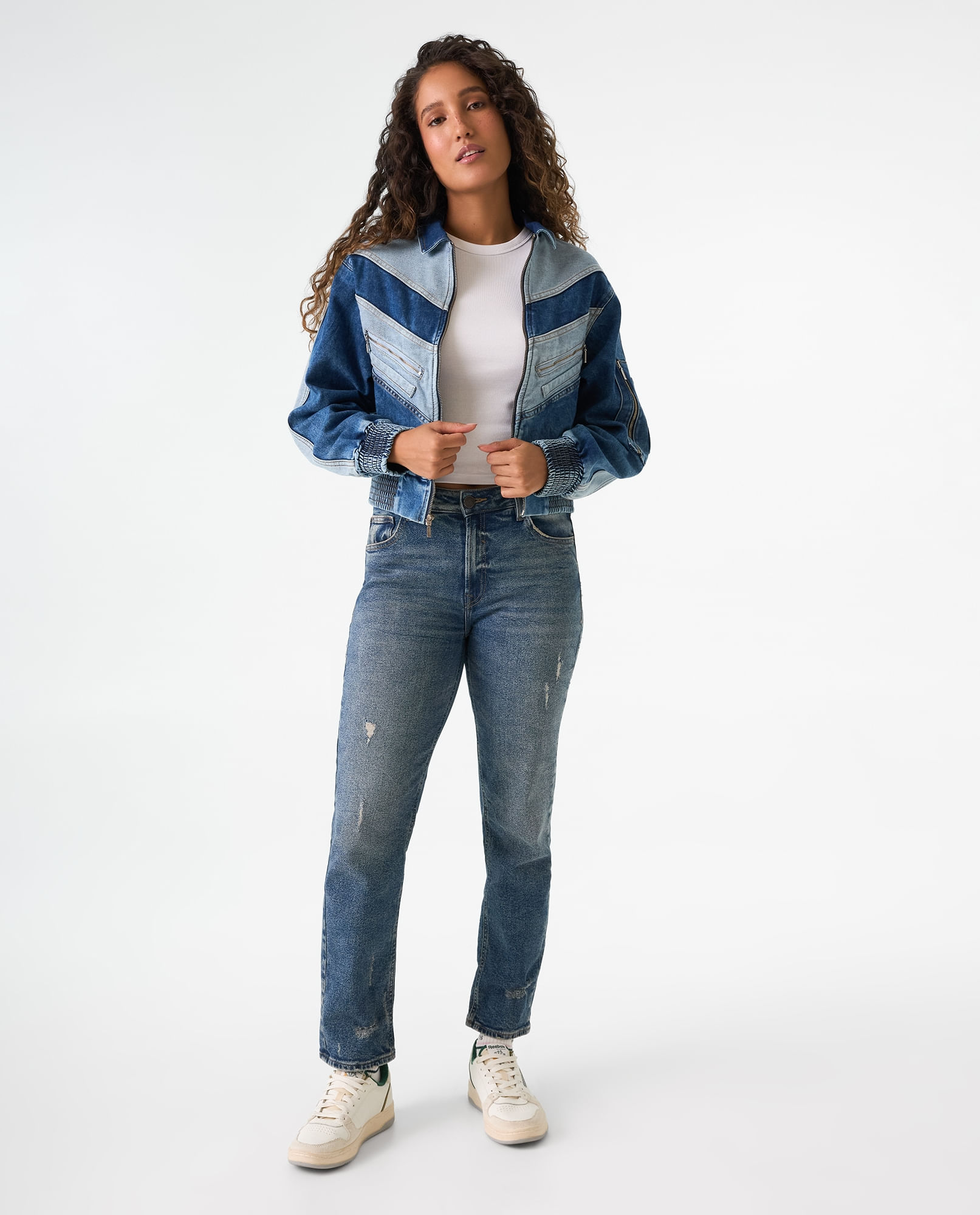 Chaqueta Bomber en bloques de tono para mujer