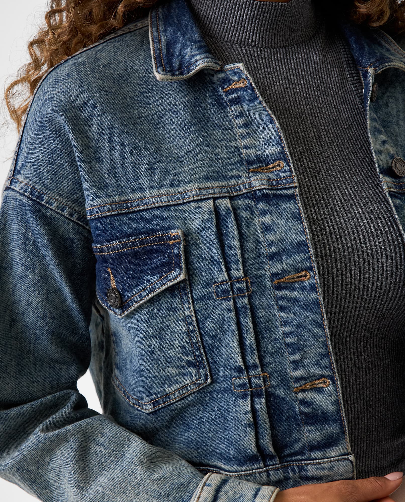 Chaqueta Trucker efecto vintage para mujer