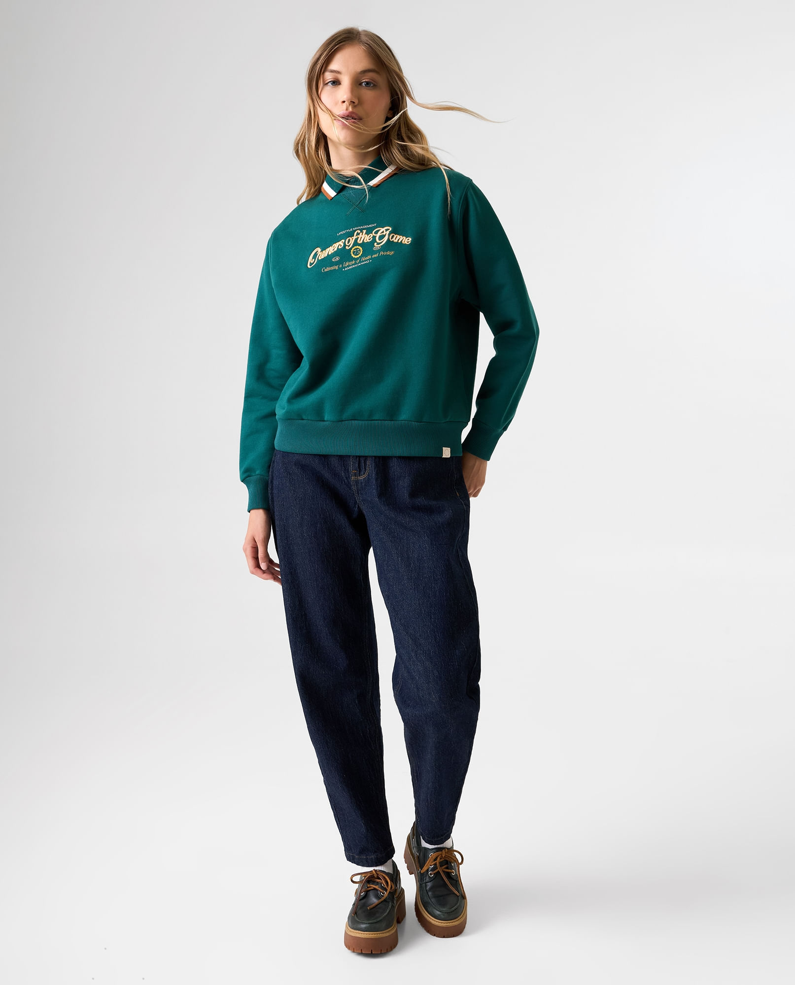 Jean Barrel tono oscuro para mujer