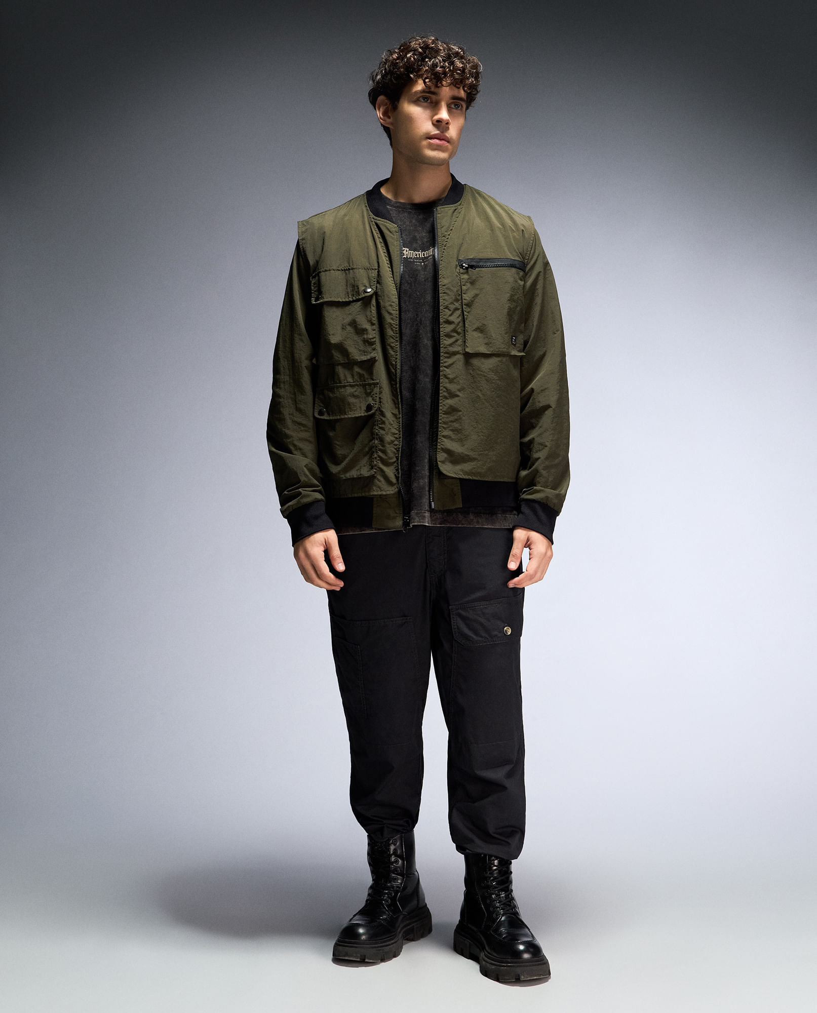 Chaqueta Bomber con chaleco removible para hombre