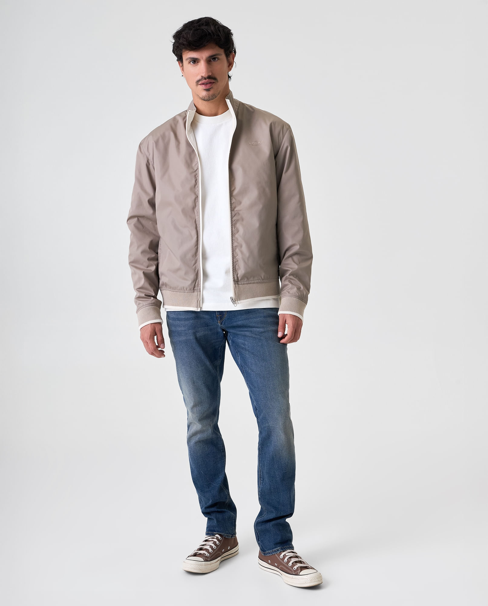 Chaqueta doble faz de cuello alto para hombre