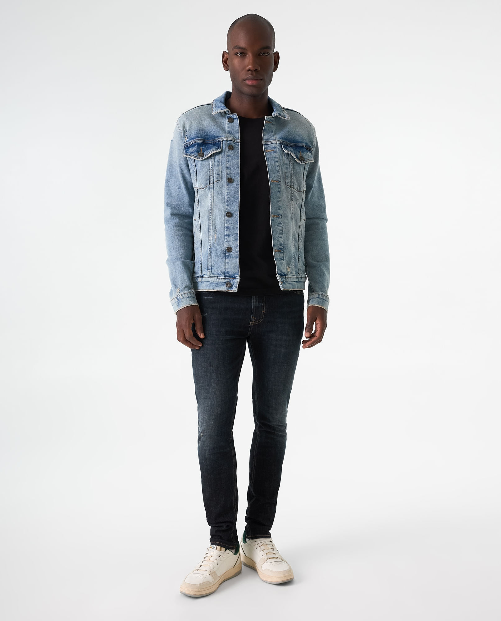 Jean Skinny oscuro con raspones para hombre
