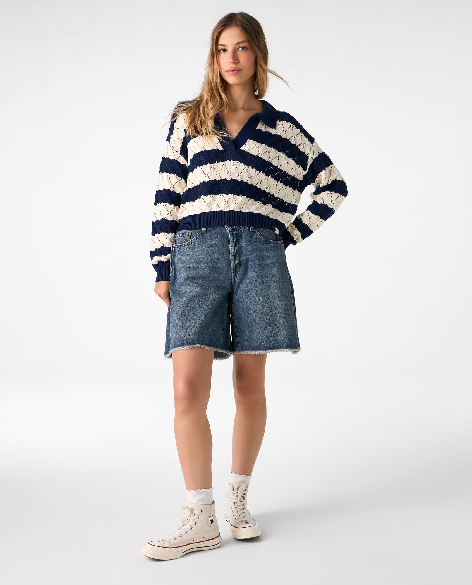 Buzo tipo polo tejido para mujer