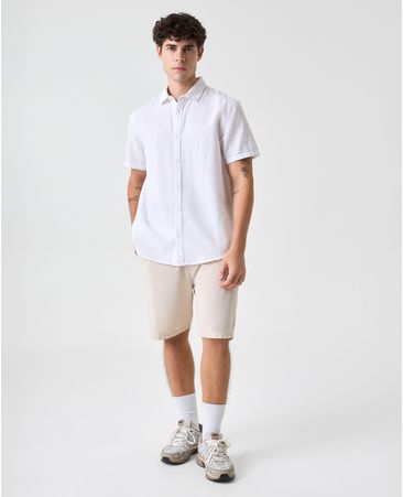 Camisa manga corta de tela con efecto para hombre