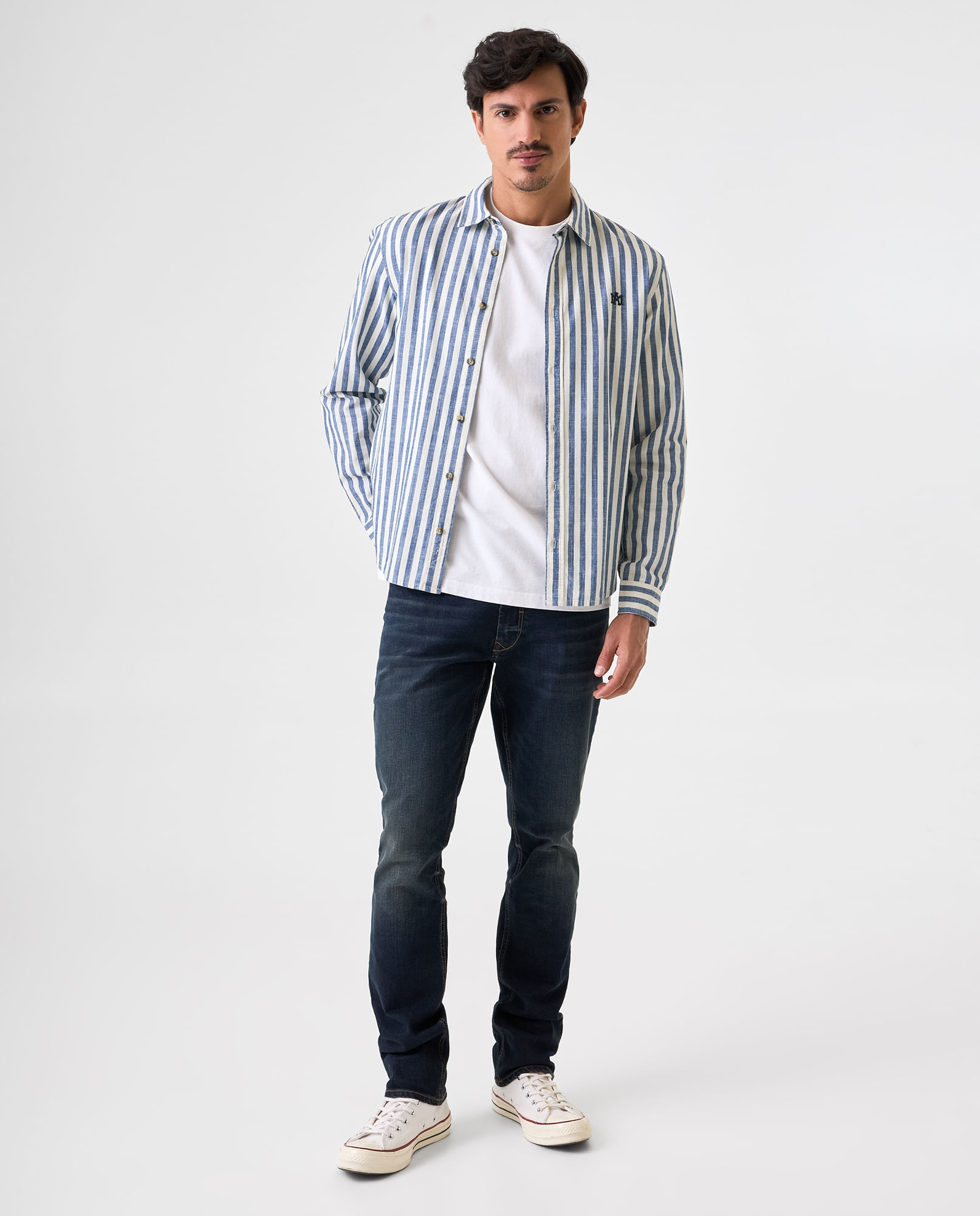 Camisa Slim con diseño preteñido a rayas para hombre