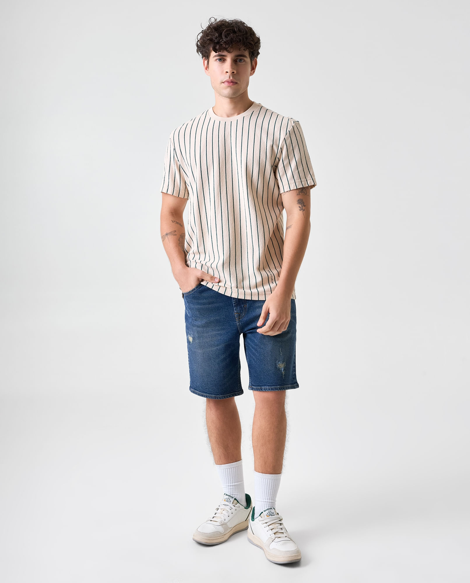 Camiseta de tela con textura a rayas para hombre