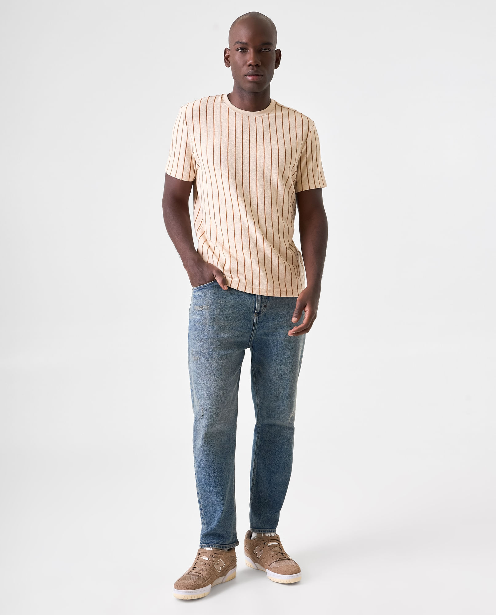 Camiseta de tela con textura a rayas para hombre