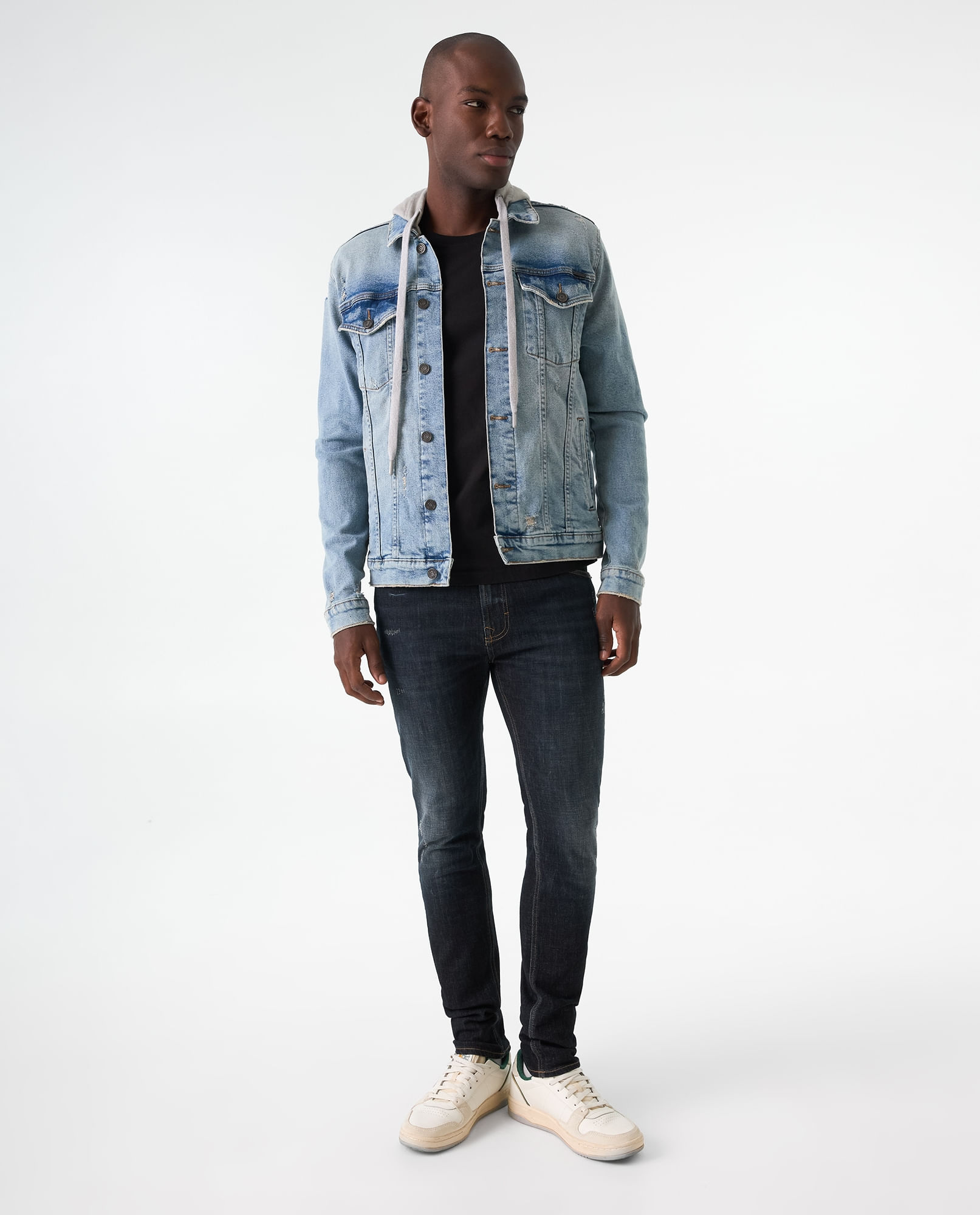 Chaqueta Trucker con capucha removible para hombre