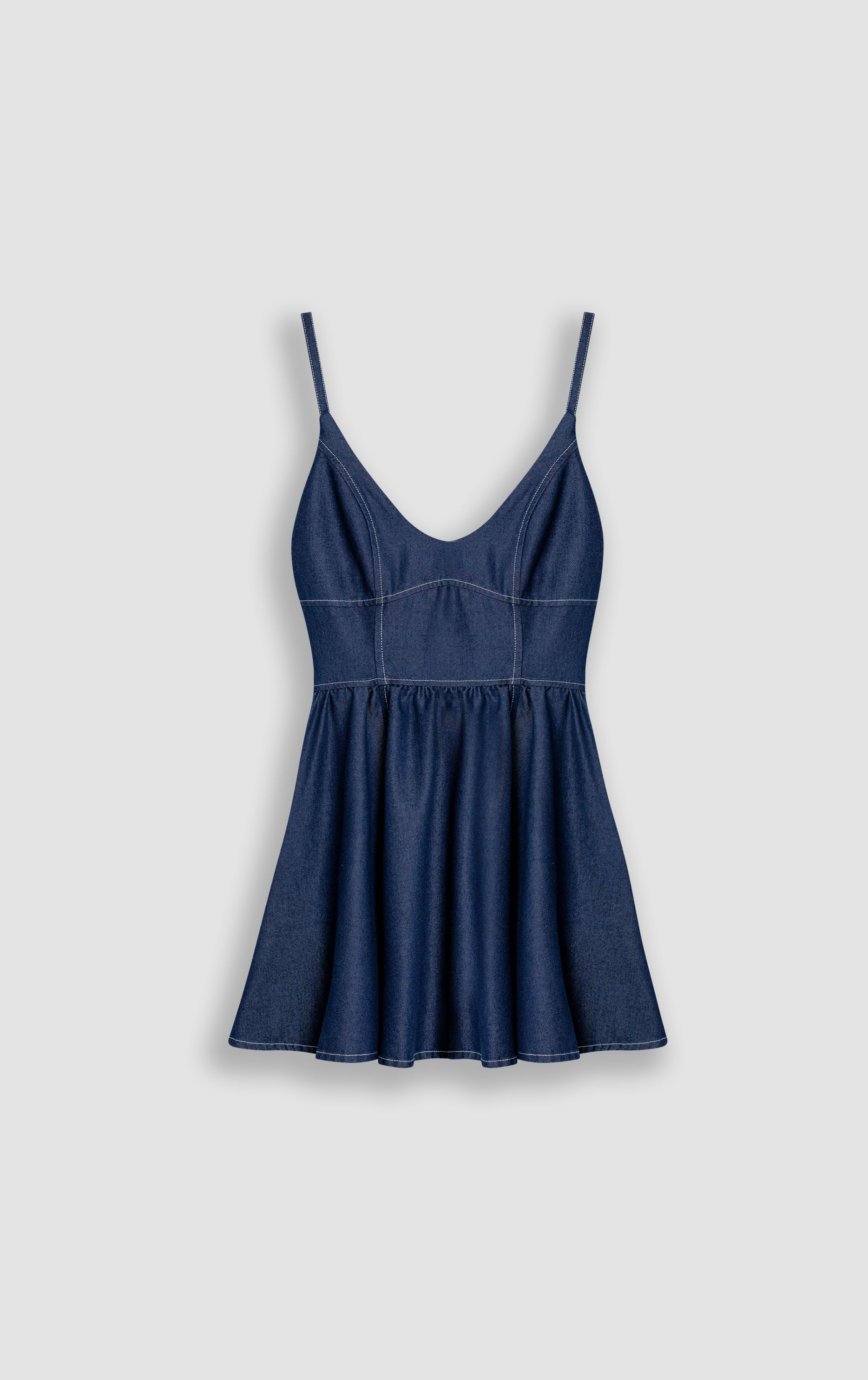 Vestido corto en denim oscuro para mujer