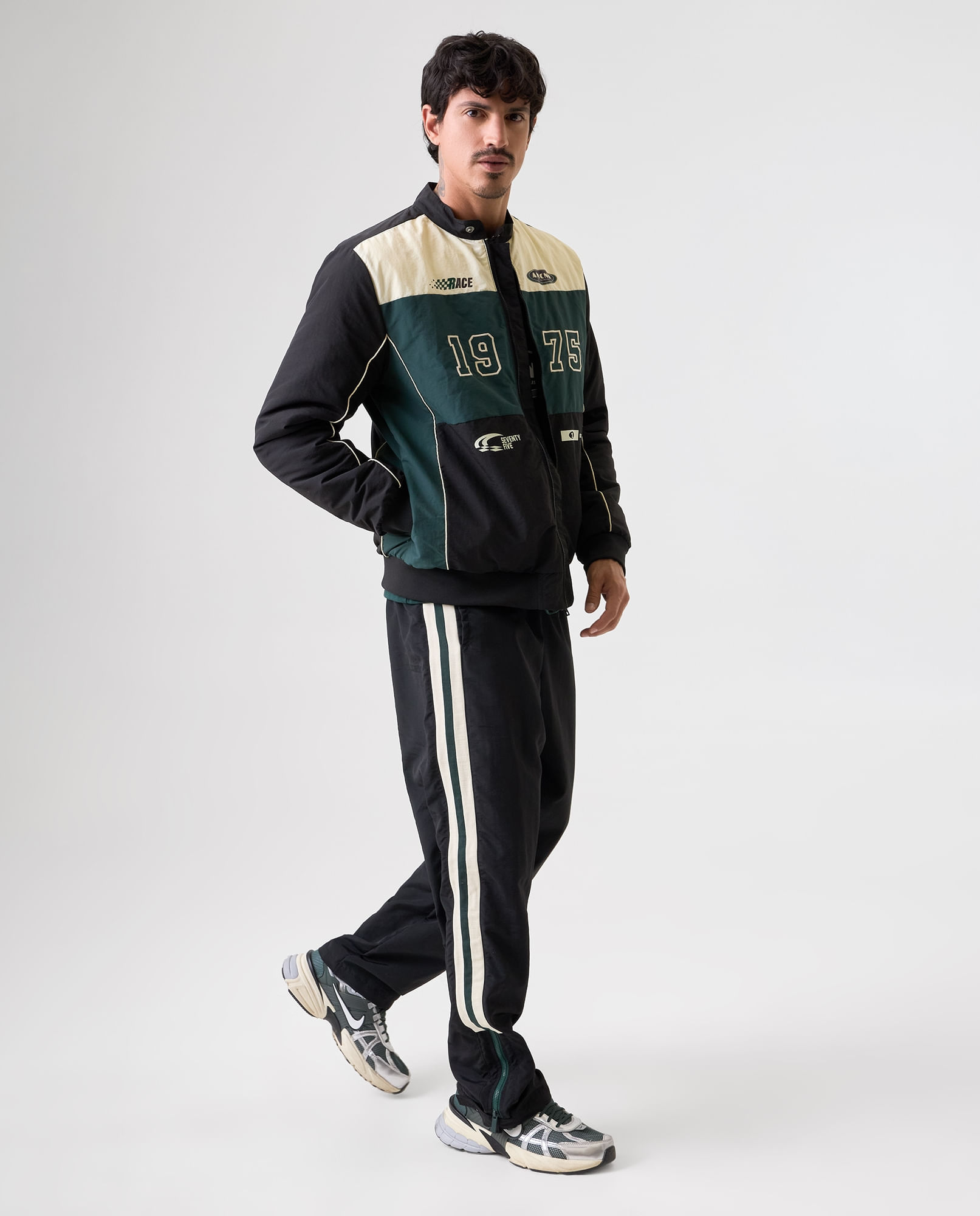 Chaqueta acolchada en bloques de color para hombre