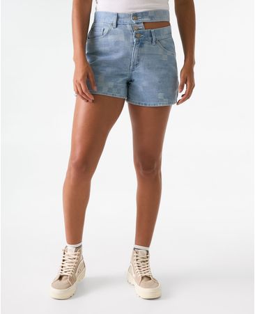 Short en tela con efecto de cuadros para mujer