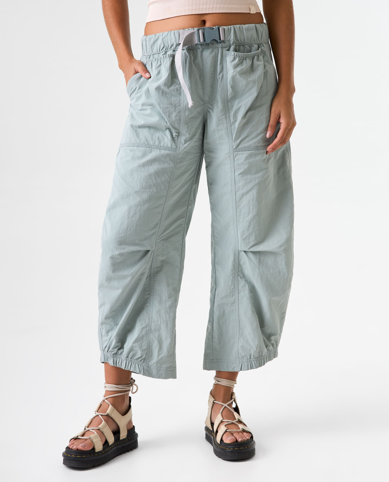 Pantalón parachute de tiro alto para mujer