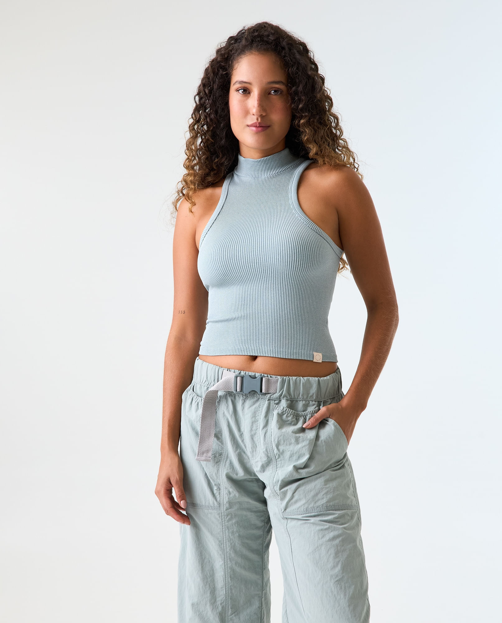 Camiseta seamless manga sisa para mujer