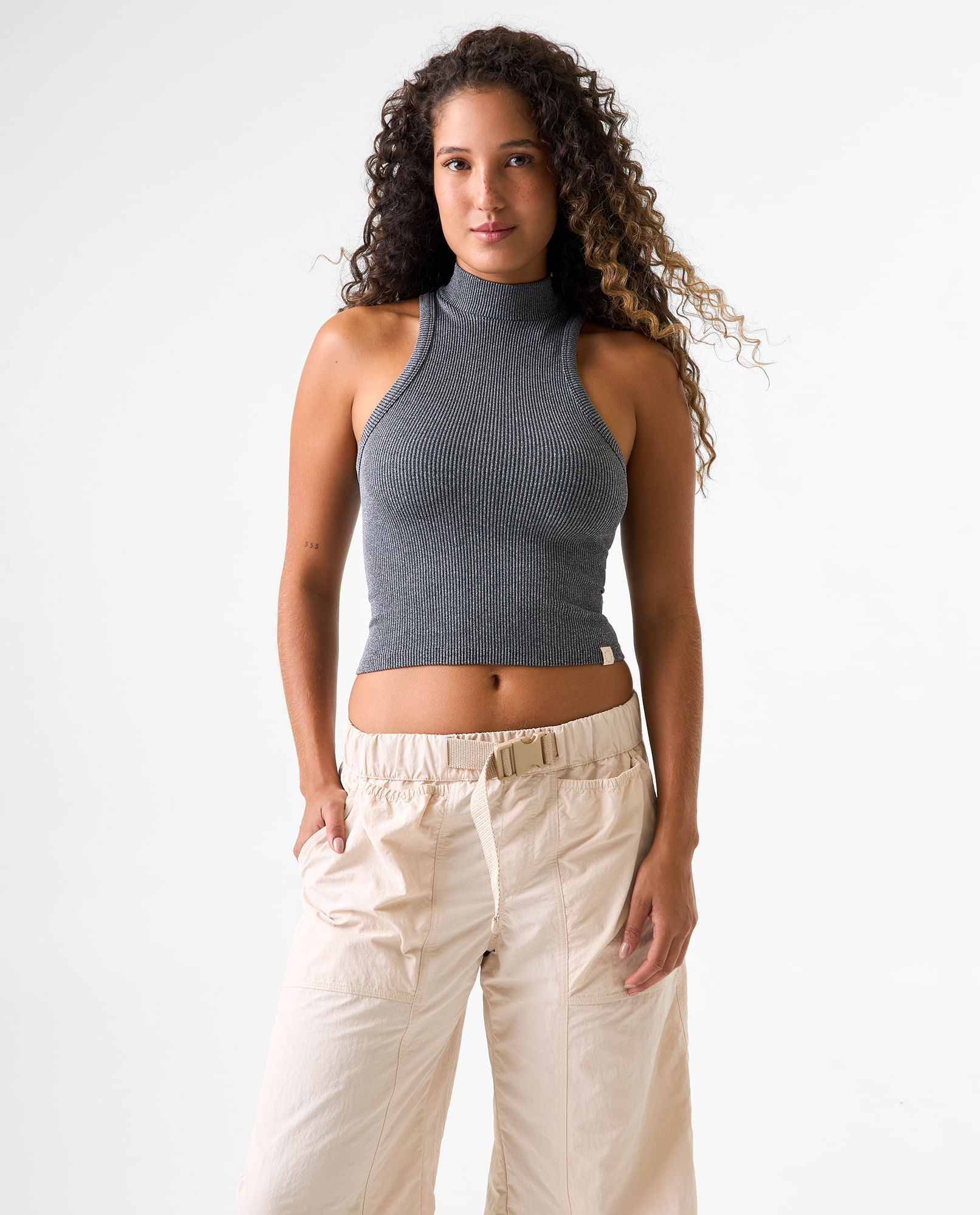 Camiseta seamless manga sisa para mujer