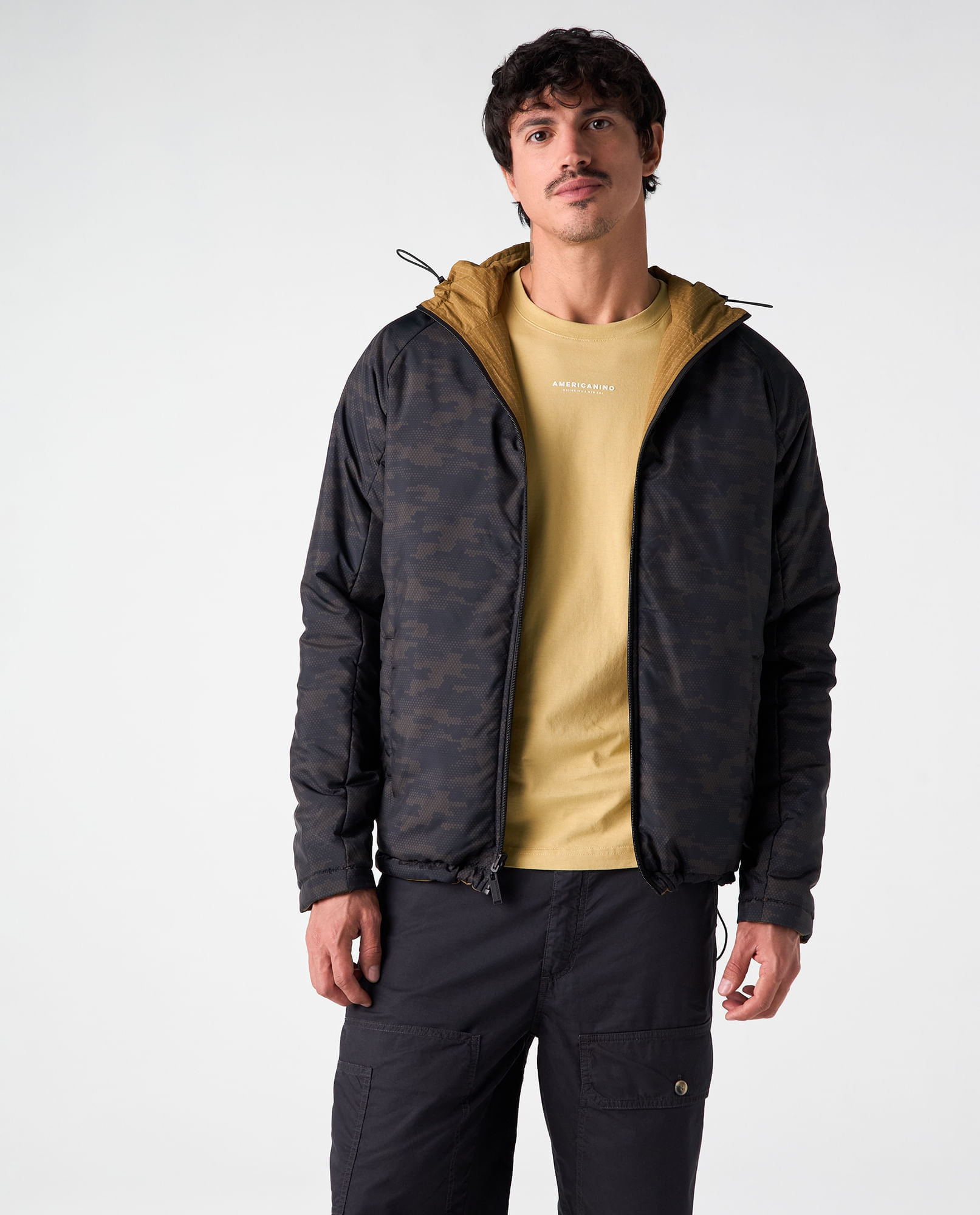 Chaqueta tipo parka reversible para hombre
