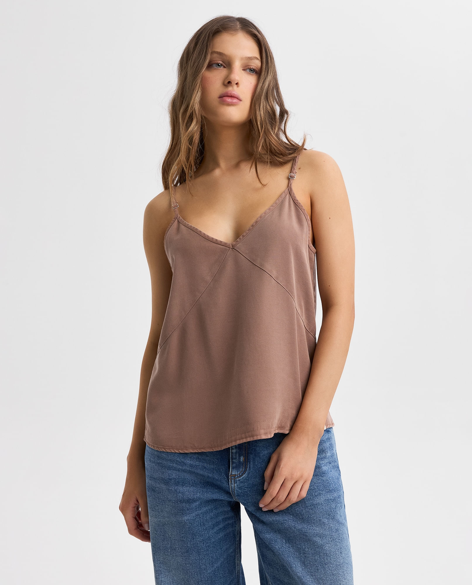 Camisa de tiras con cuello en V para mujer