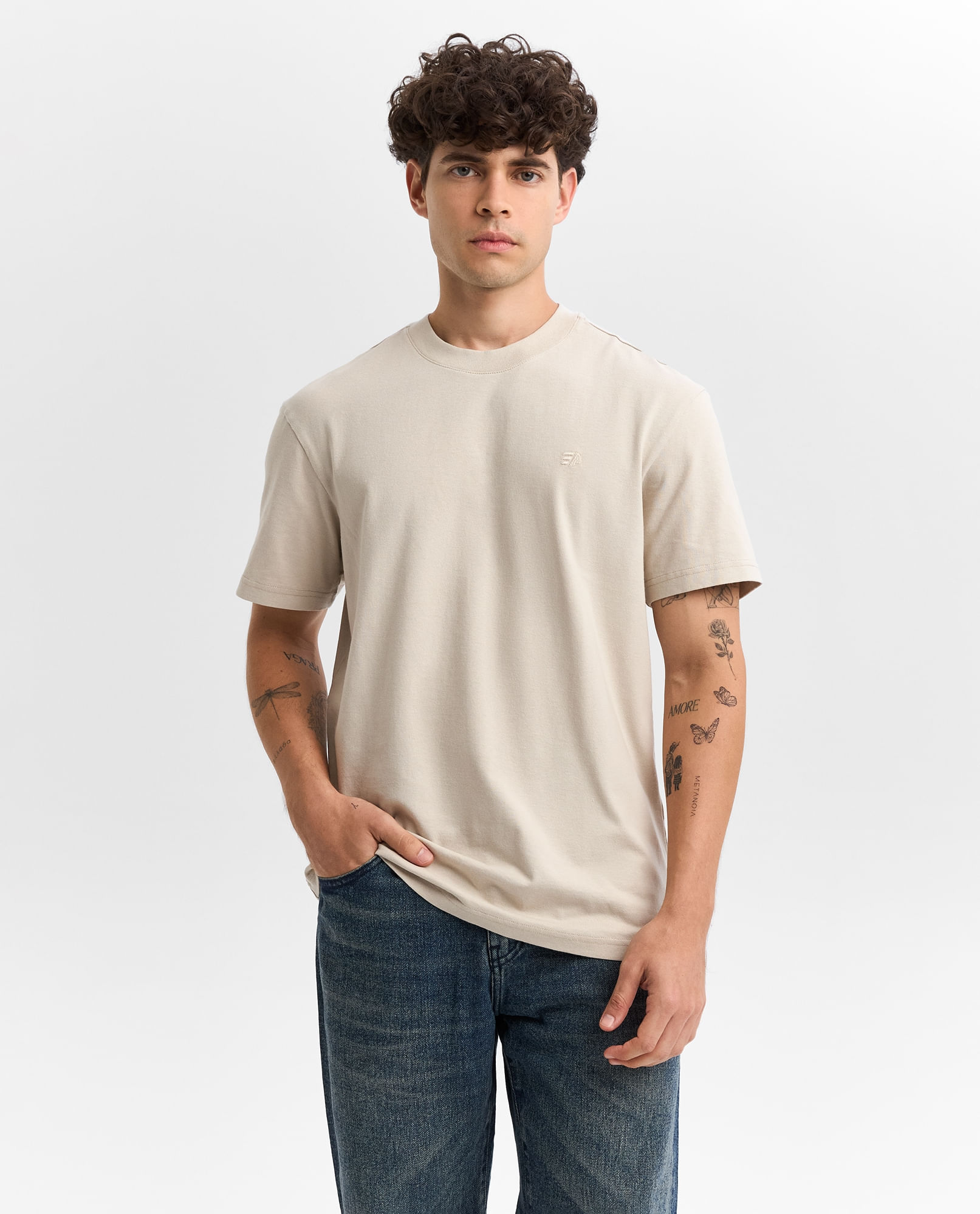 Camiseta oversize algodón bordado pequeño