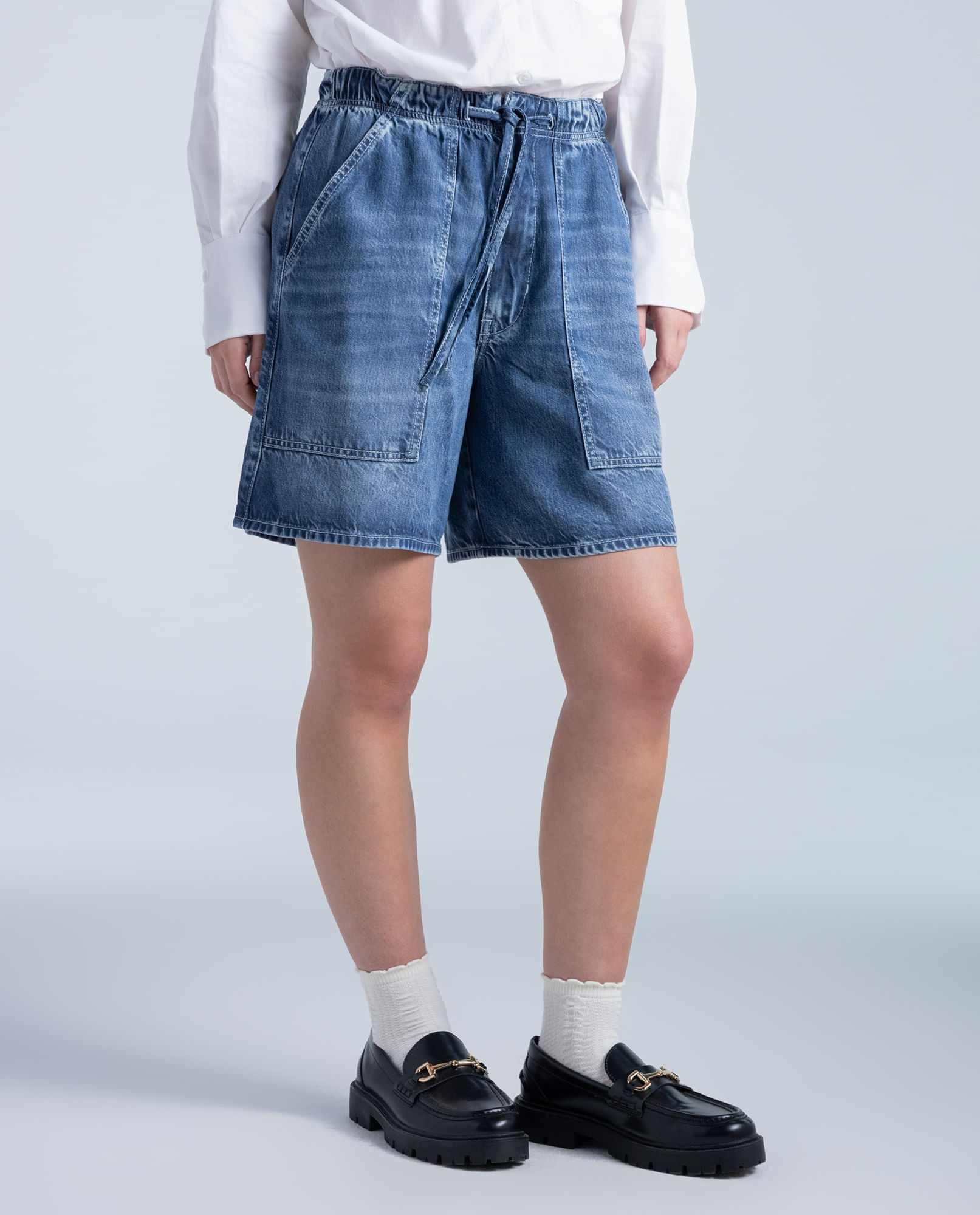 Shorts fit lyocell tiro alto