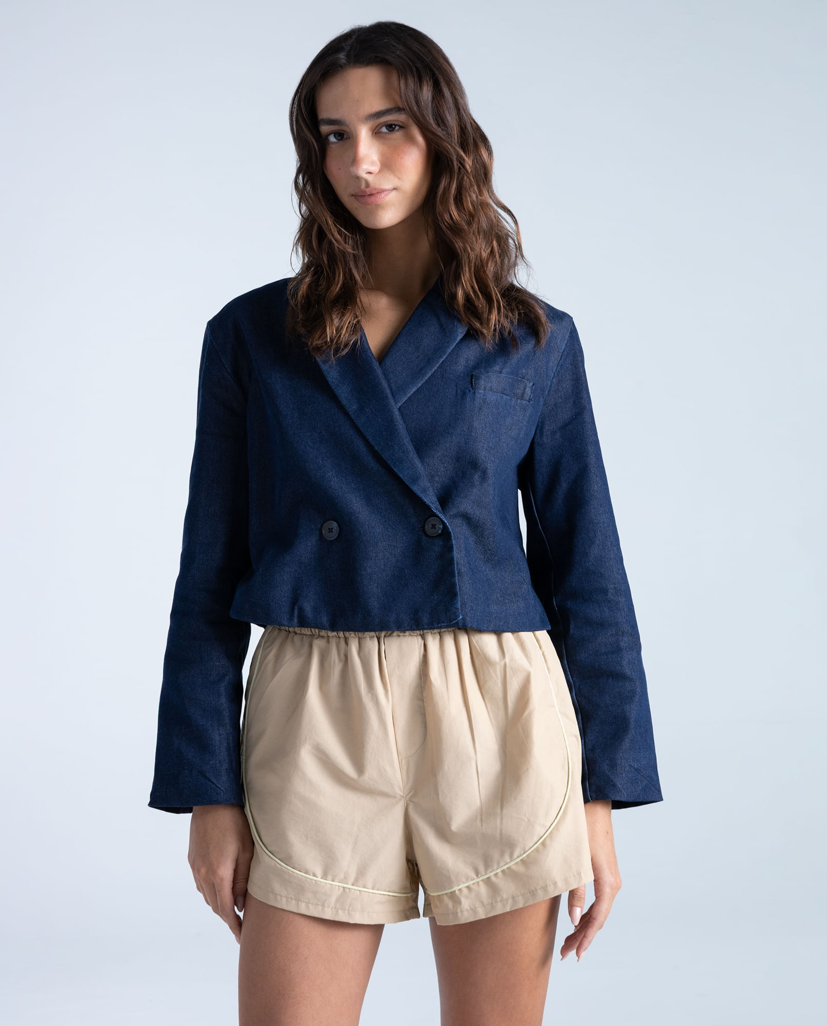 Chaqueta slim en algodón con doble botonadura