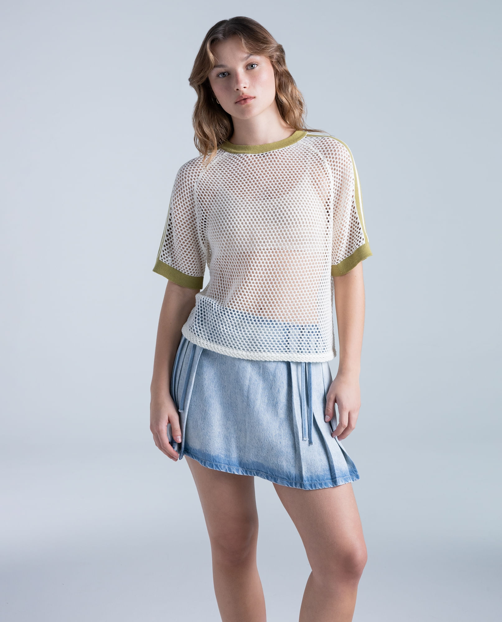 Camisa regular en algodon cuello redondo