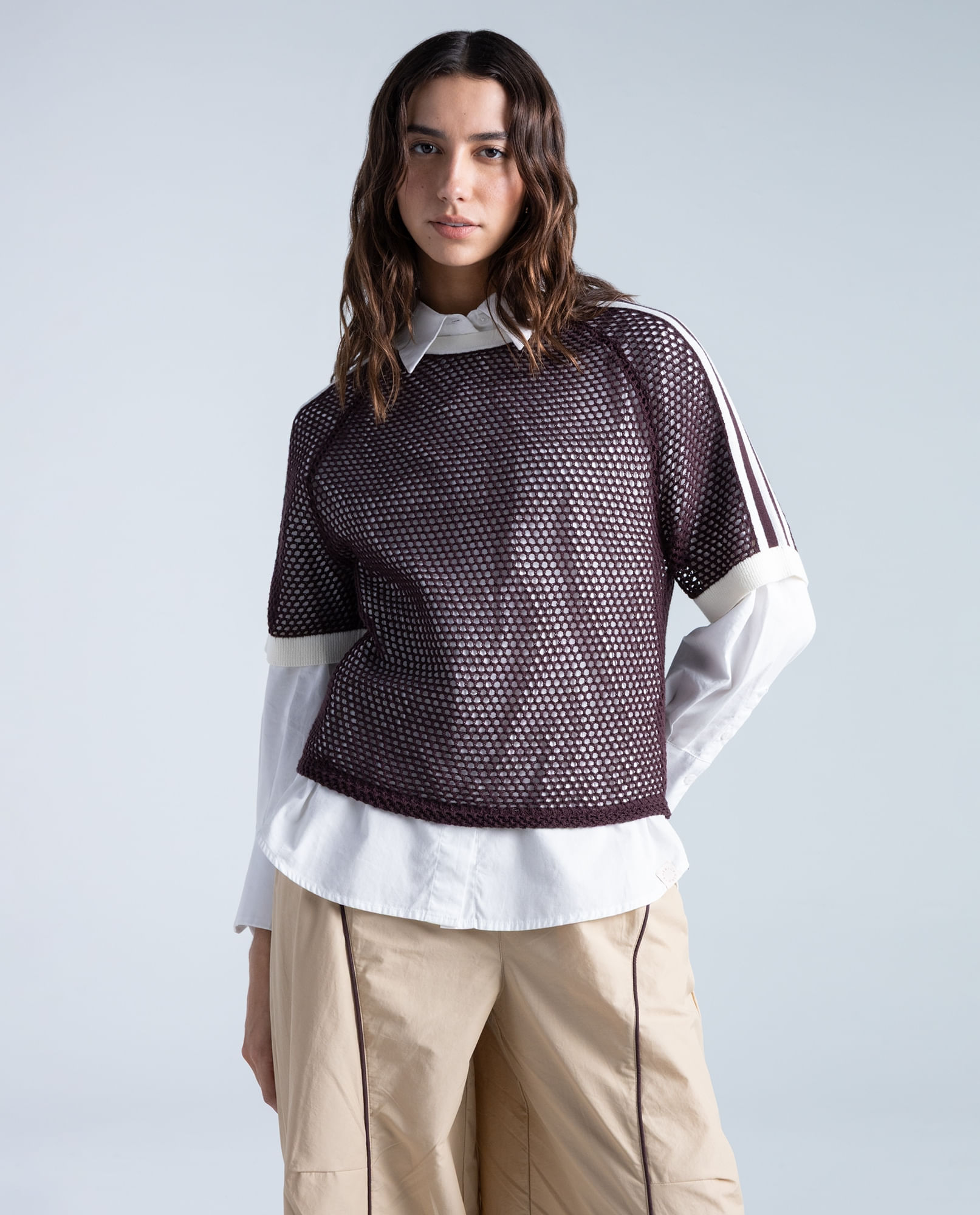 Camisa regular en algodon cuello redondo
