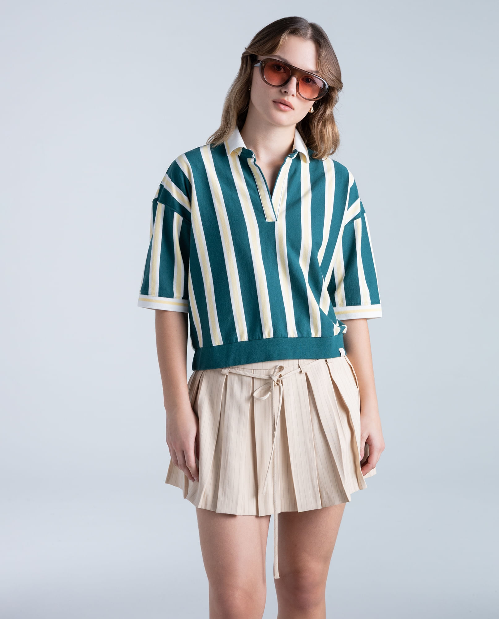 Camiseta regular algodón rayas verticales