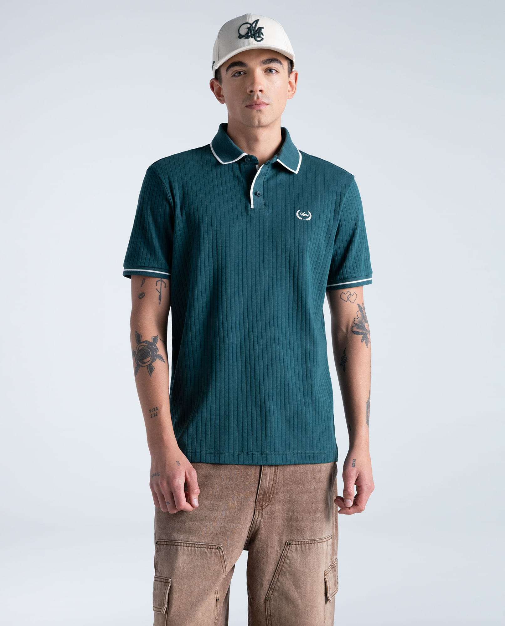 Polo slim algodón bordado minimalista
