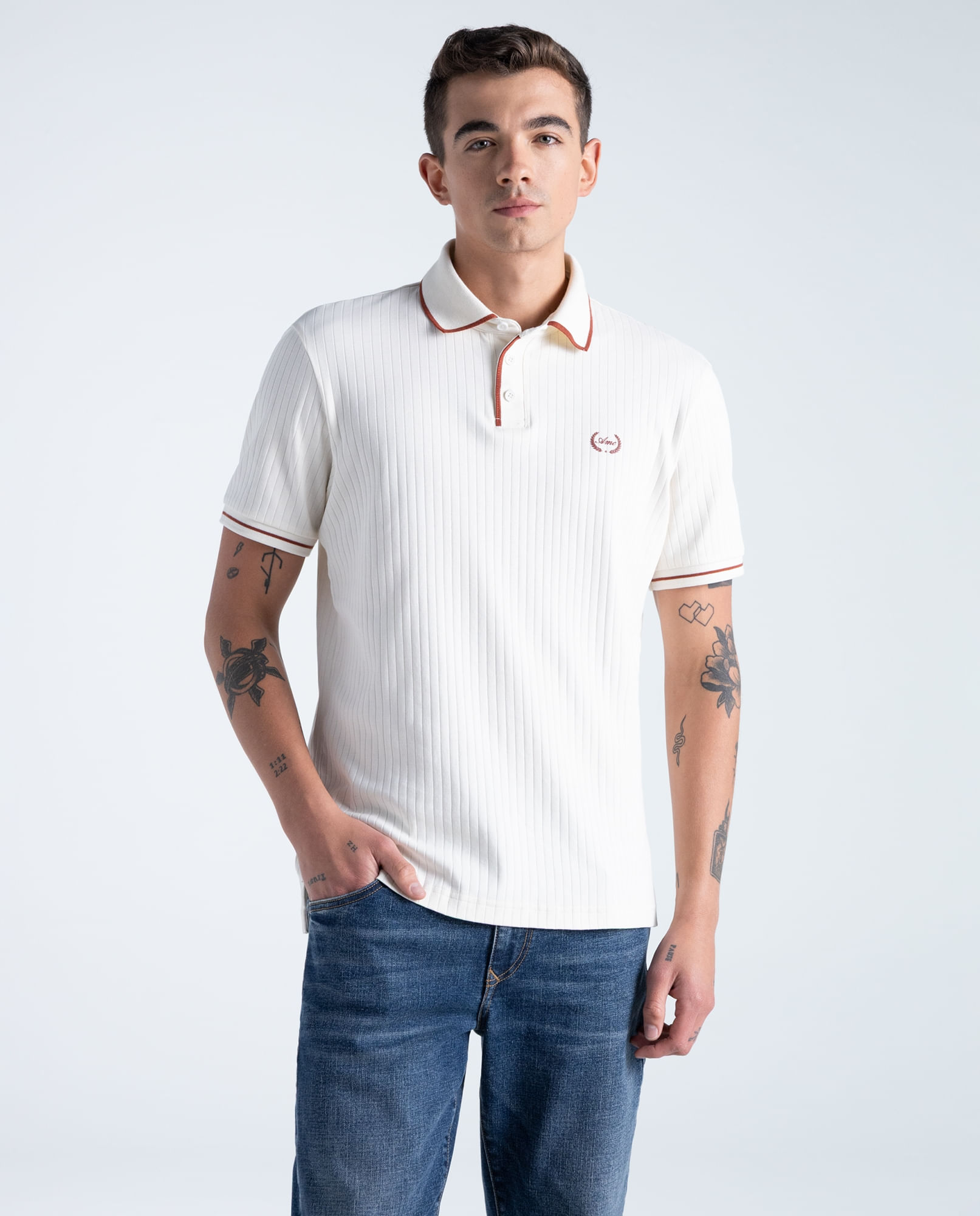 Polo slim algodón bordado minimalista