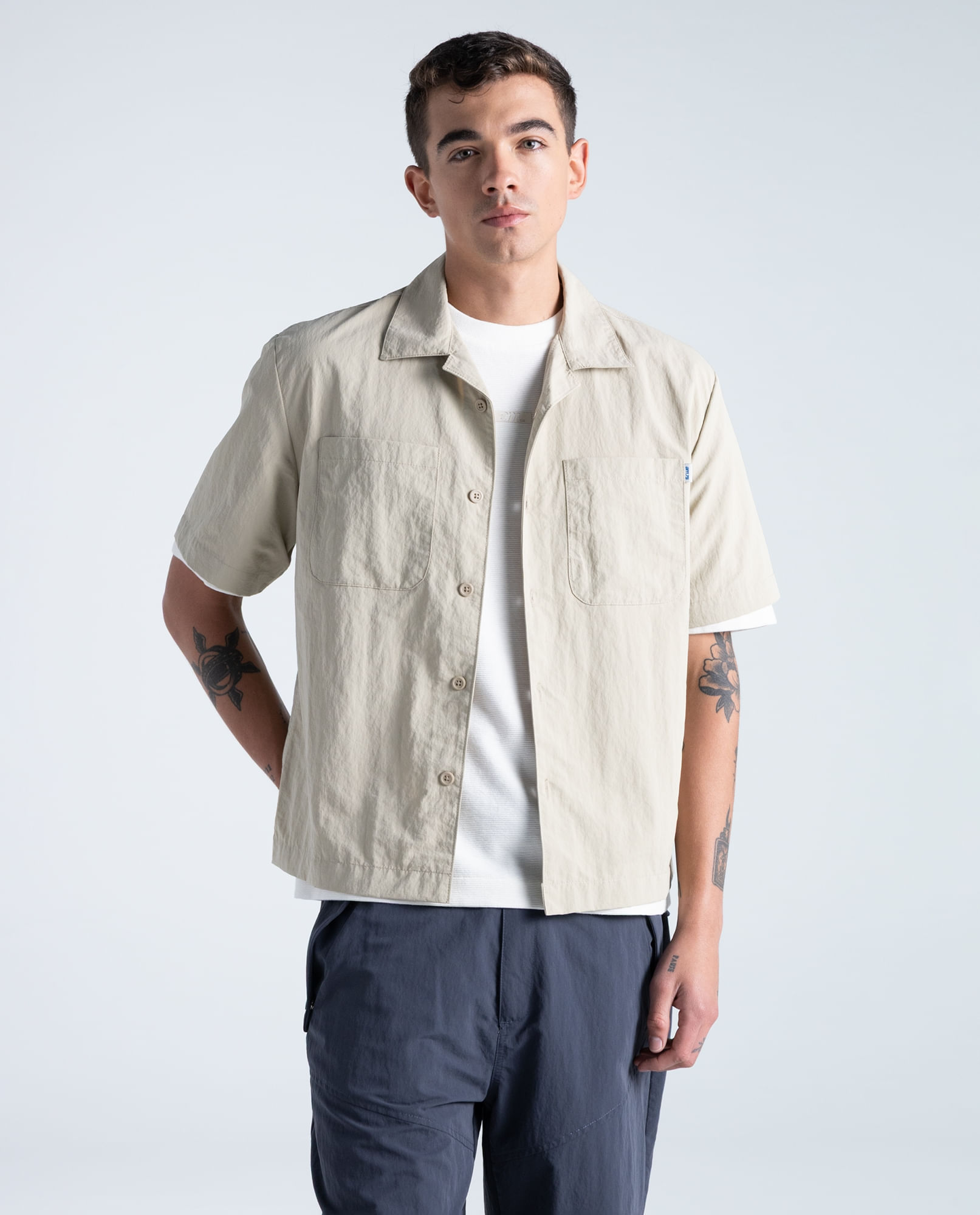Camisa oversize nylon botones a juego