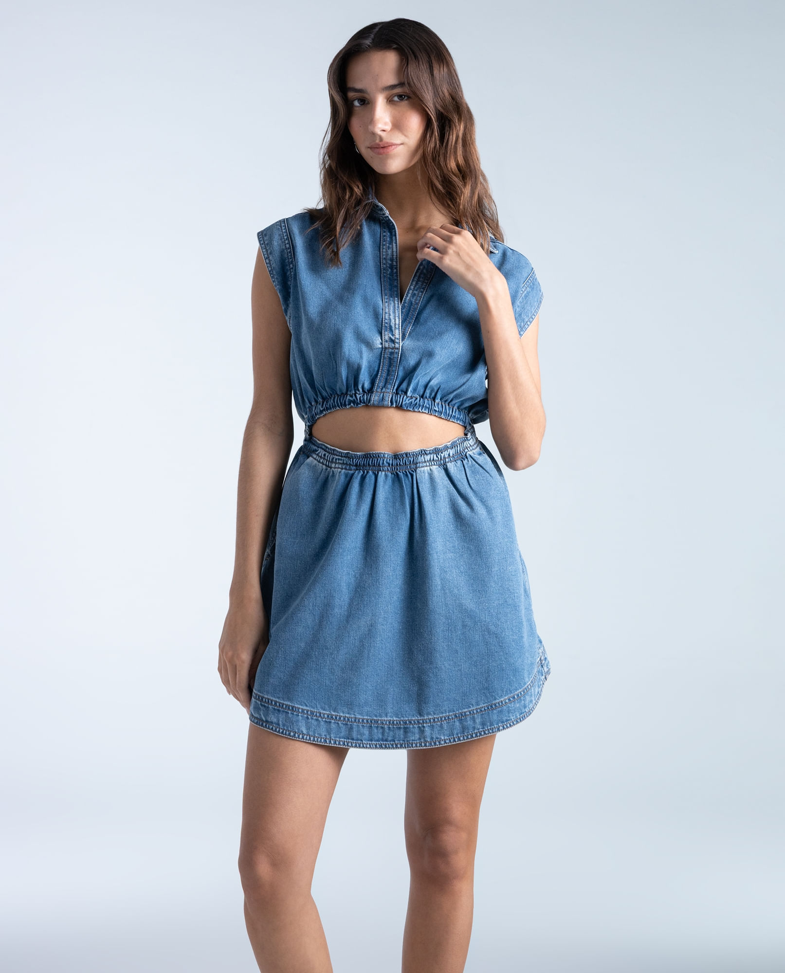 Vestido ajustado en algodón corte en A