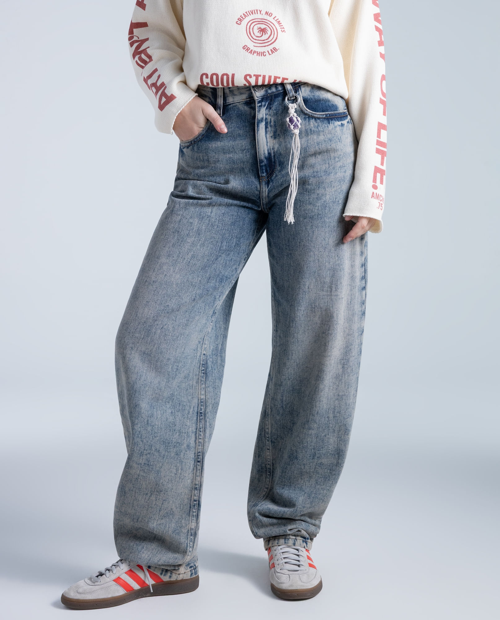 Jeans alto algodón corte recto