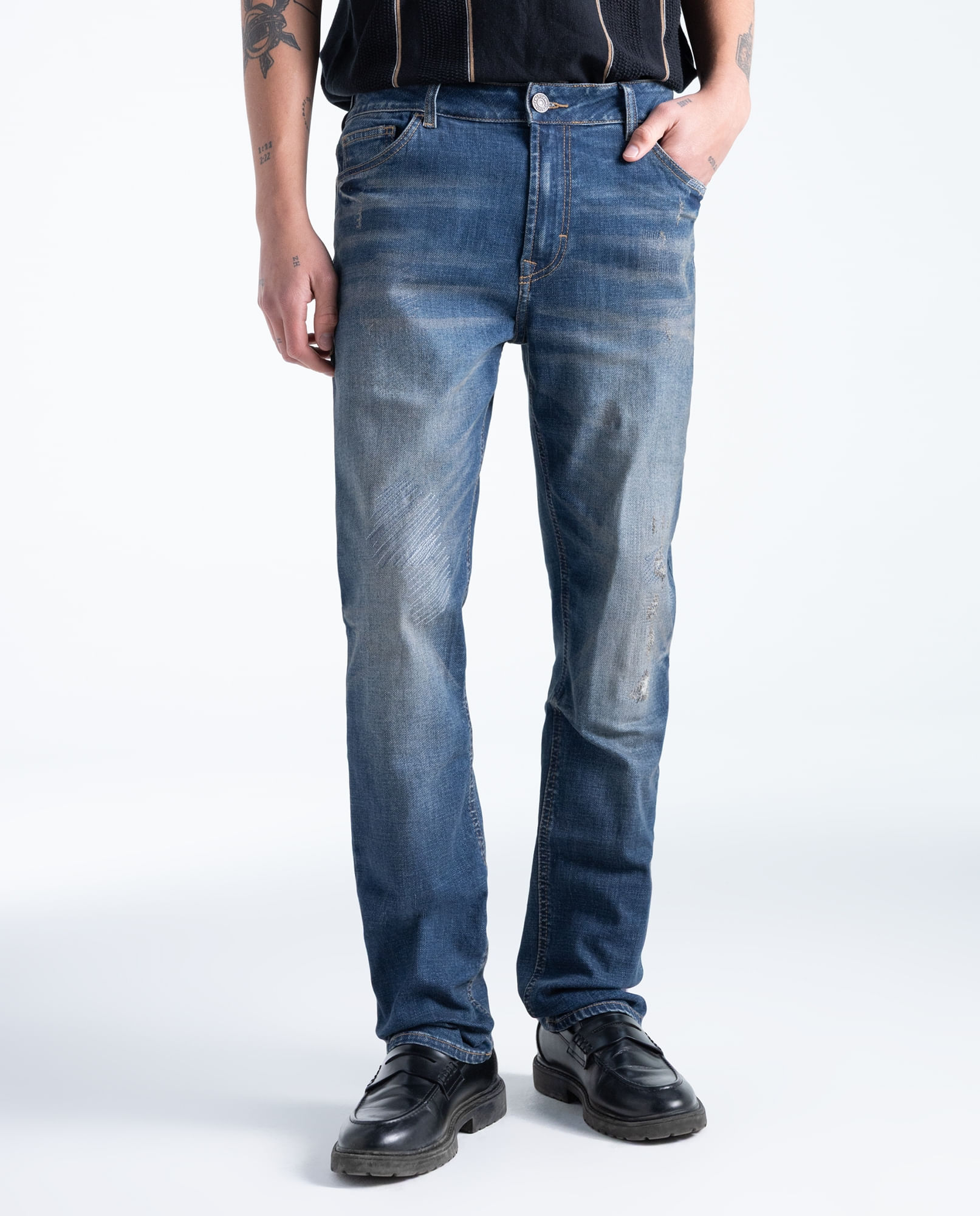 Jeans recto algodón tiro bajo