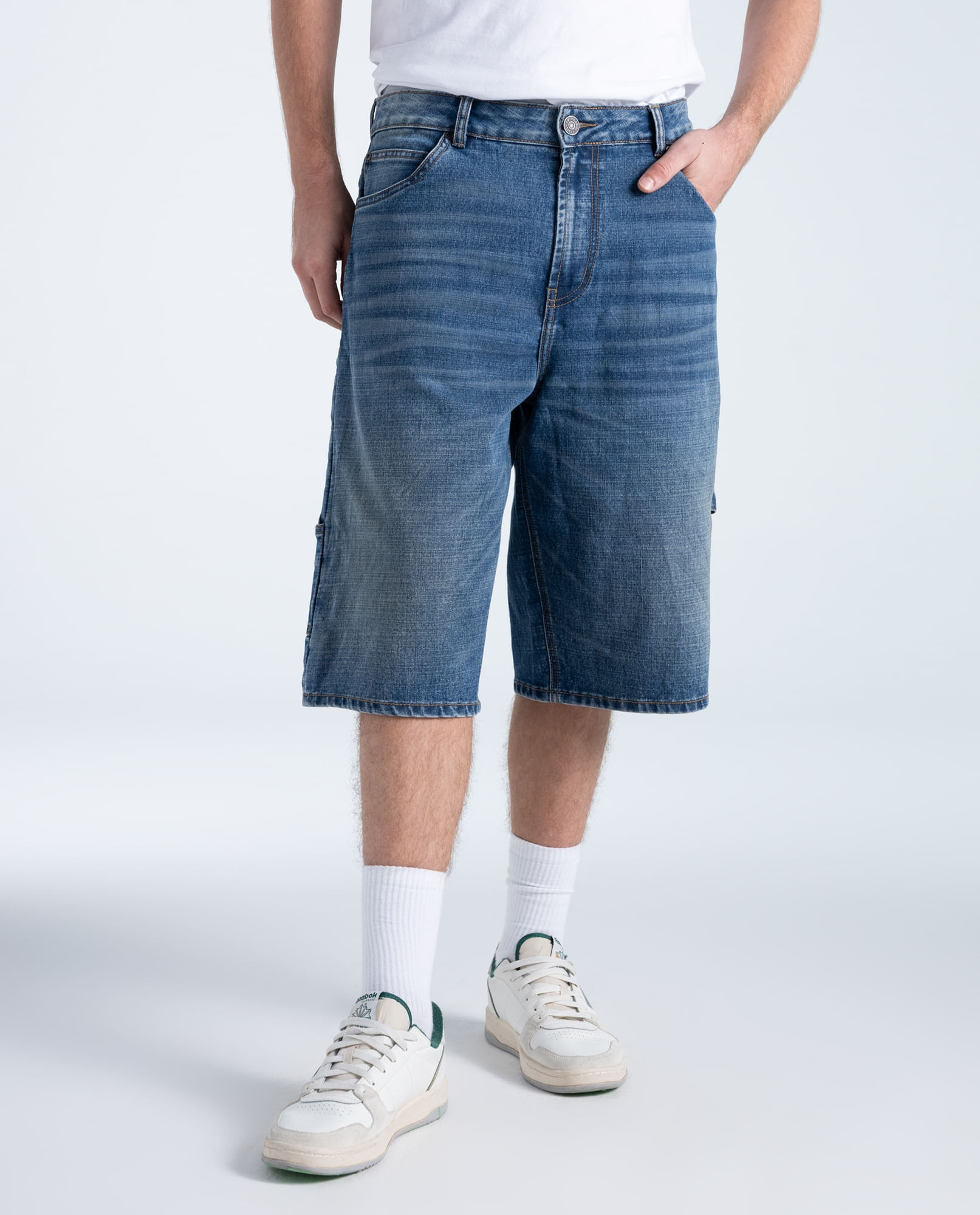 Bermuda regular algodón tiro medio para hombre