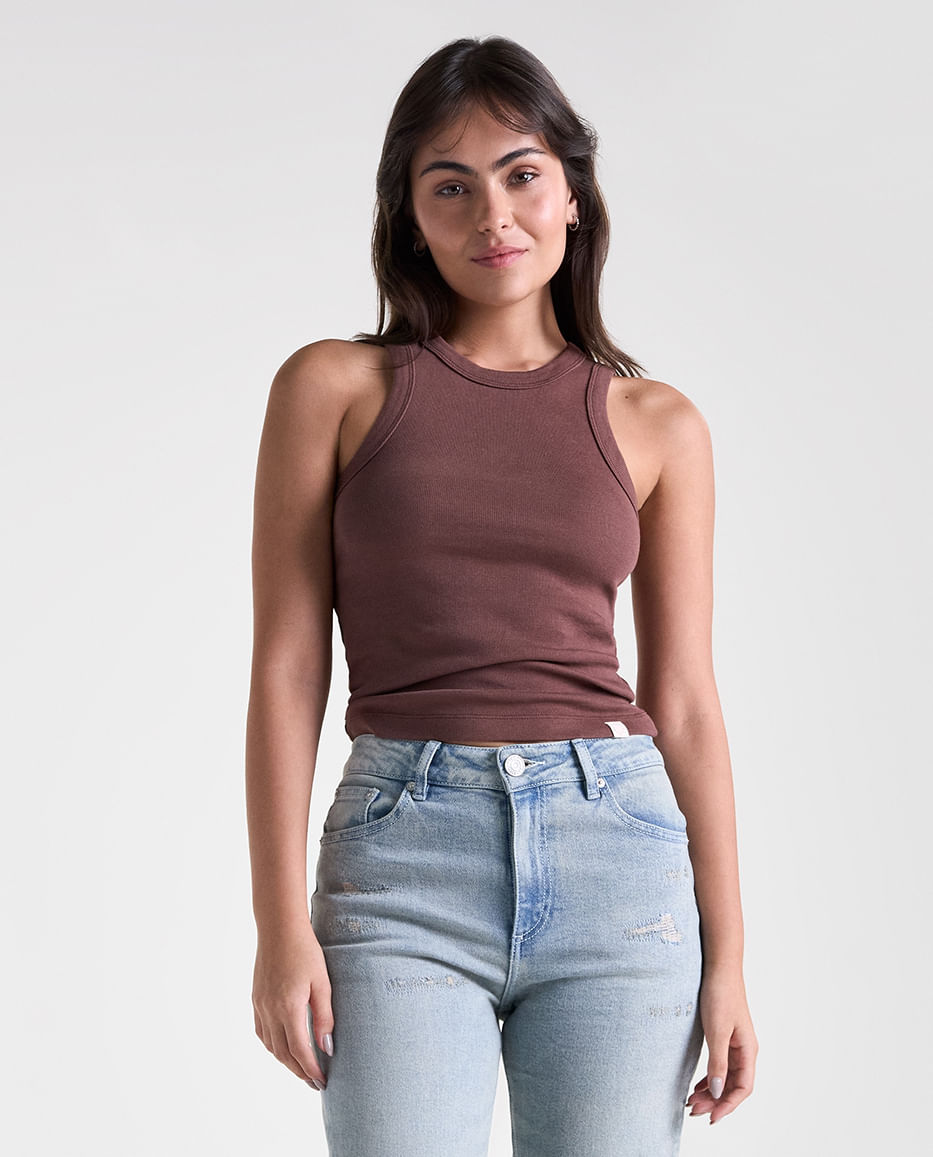 Camiseta manga sisa cuello redondo para mujer
