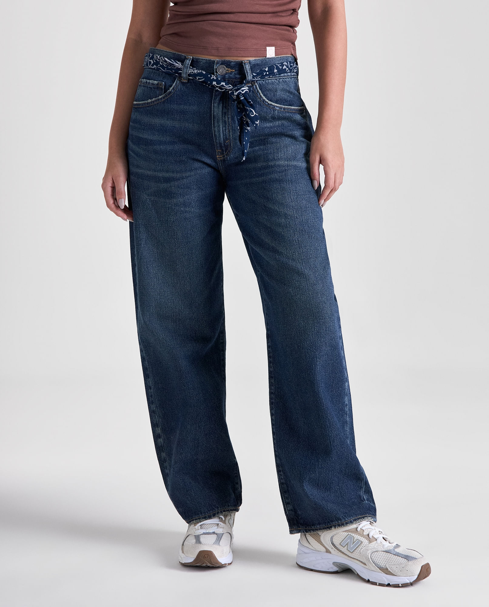 Jean Slouchy tiro alto para mujer