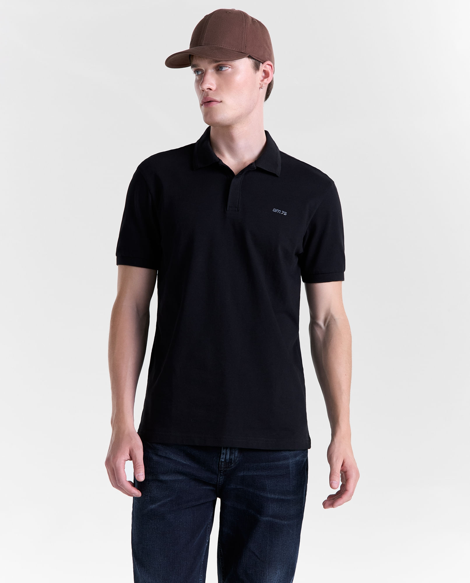 Camisa Slim manga corta cuello Polo para hombre