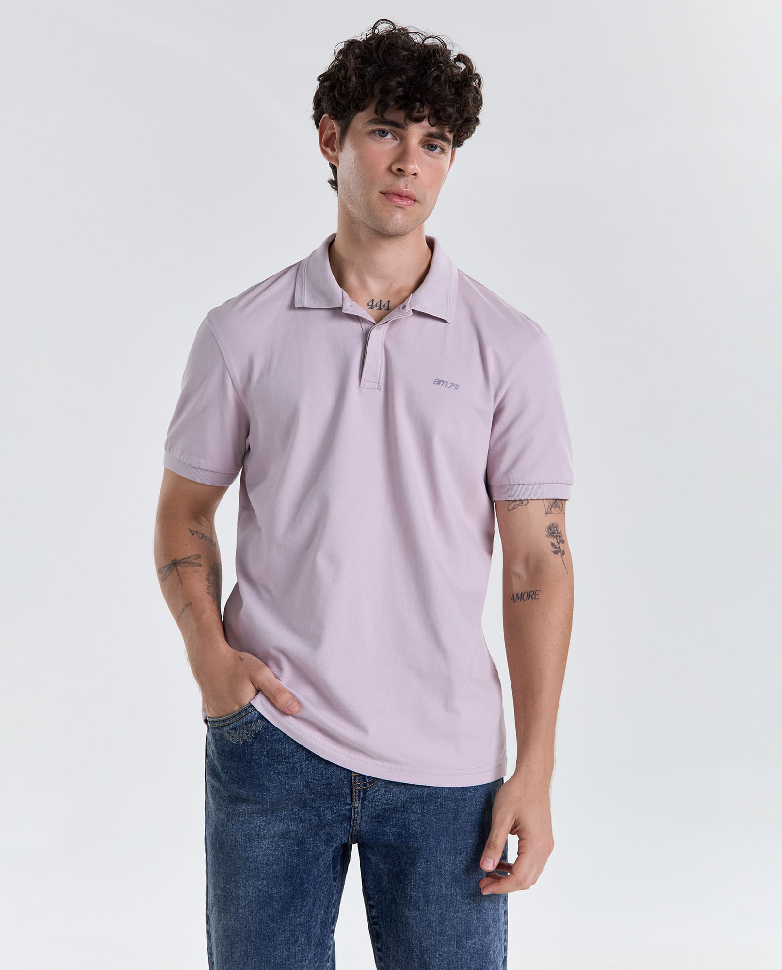 Camisa Slim manga corta cuello Polo para hombre
