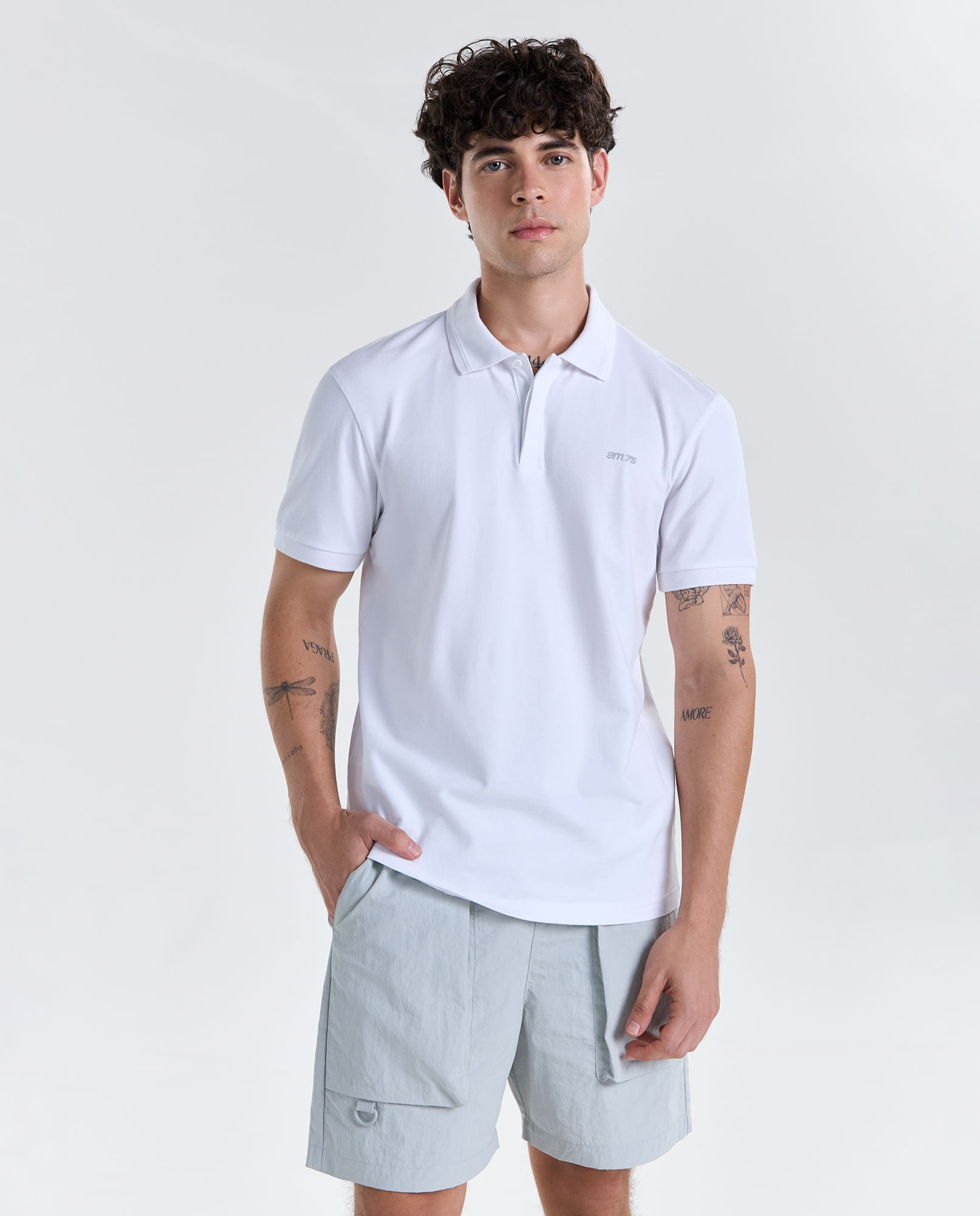 Camisa Slim manga corta cuello Polo para hombre