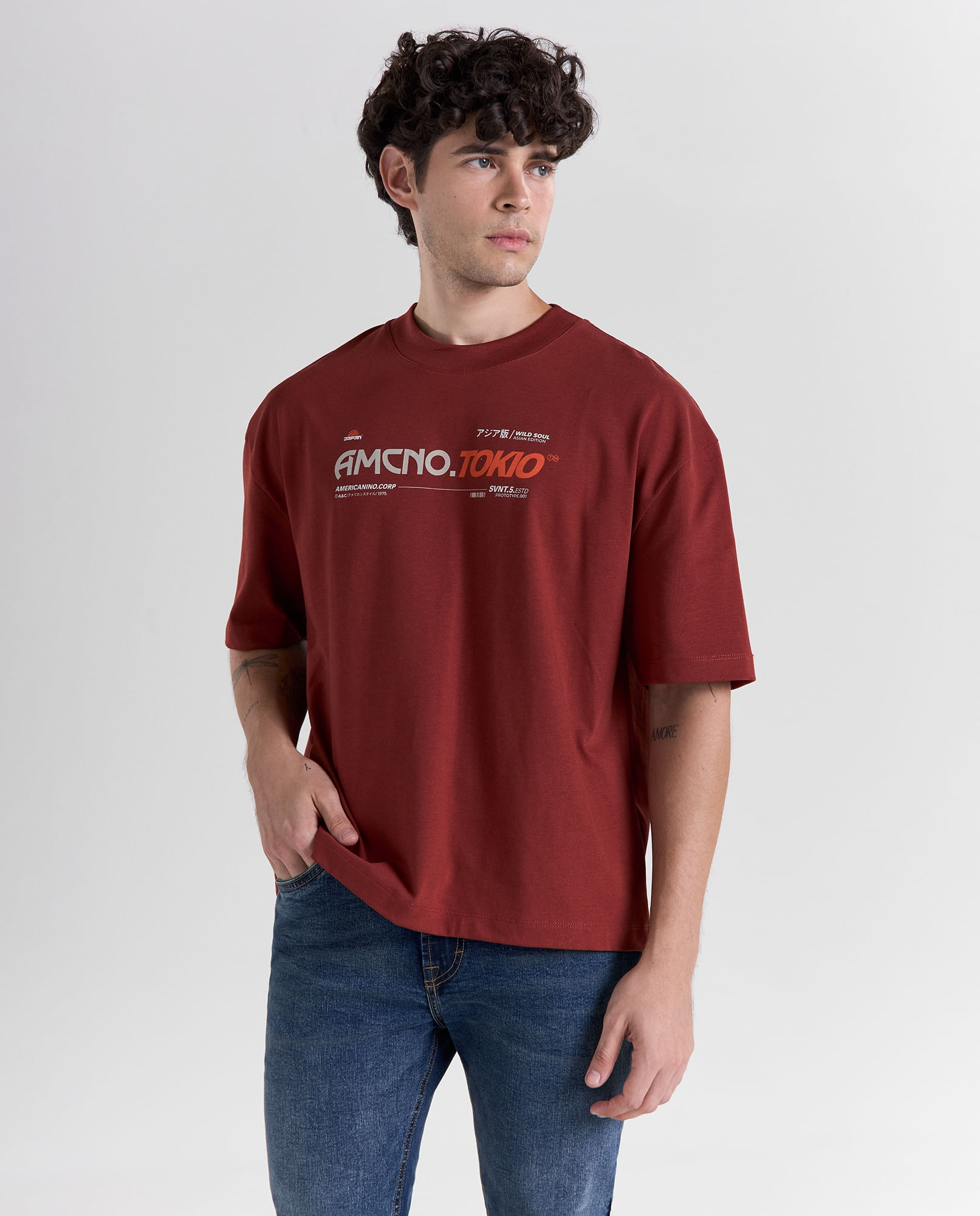 Camiseta oversize manga corta cuello redondo para hombre