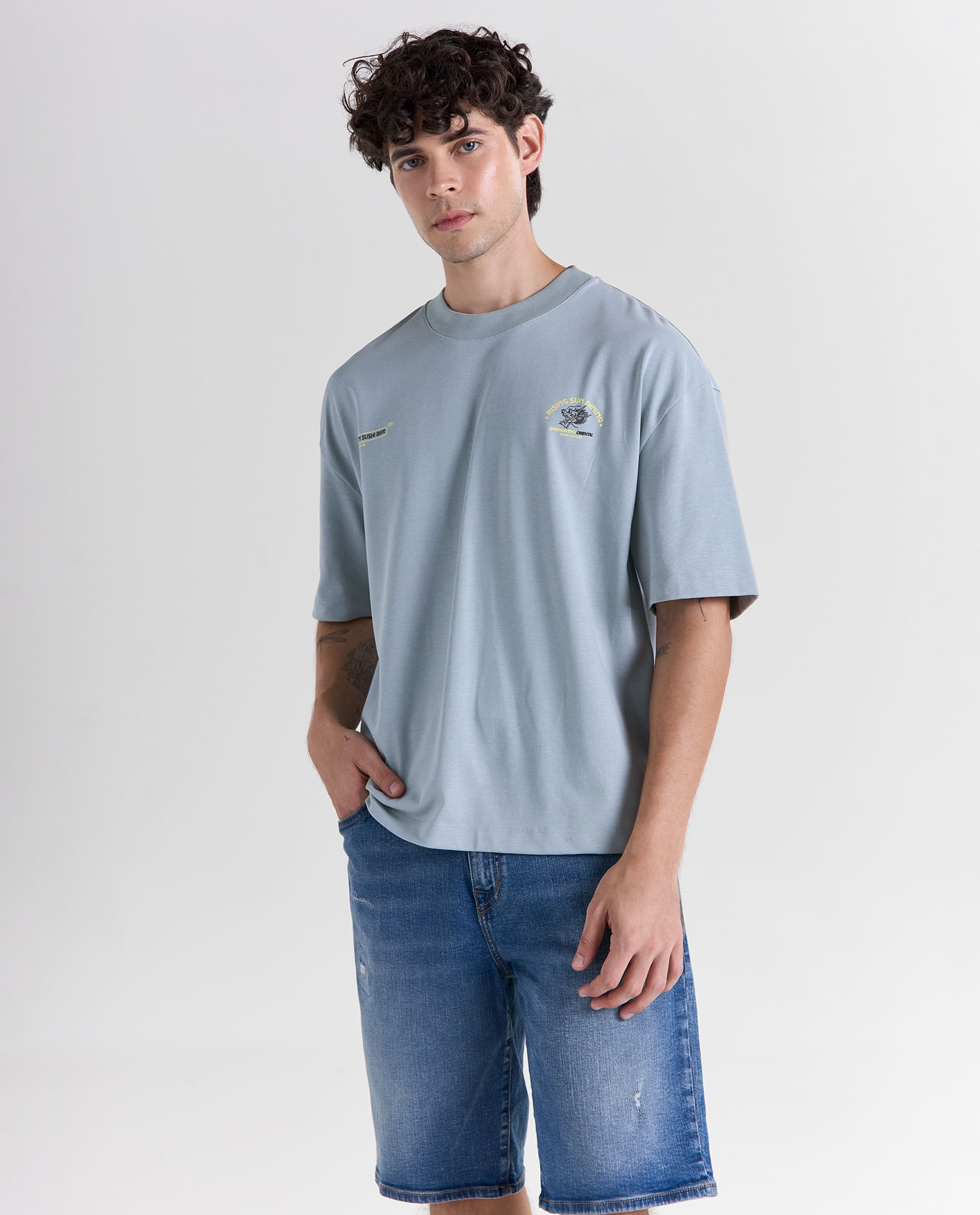 Camiseta oversize manga corta cuello redondo para hombre