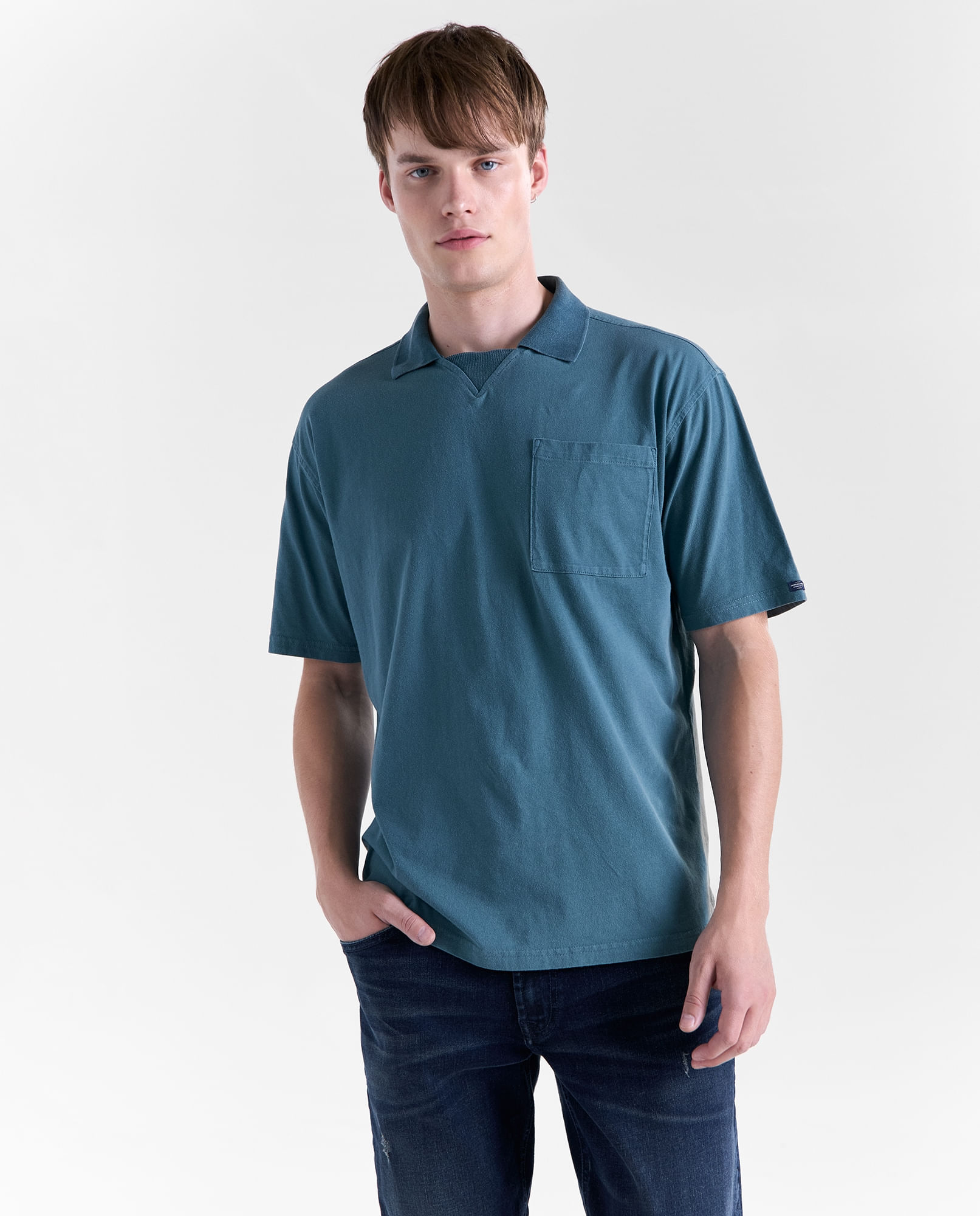 Camisa manga corta cuello clásico para hombre