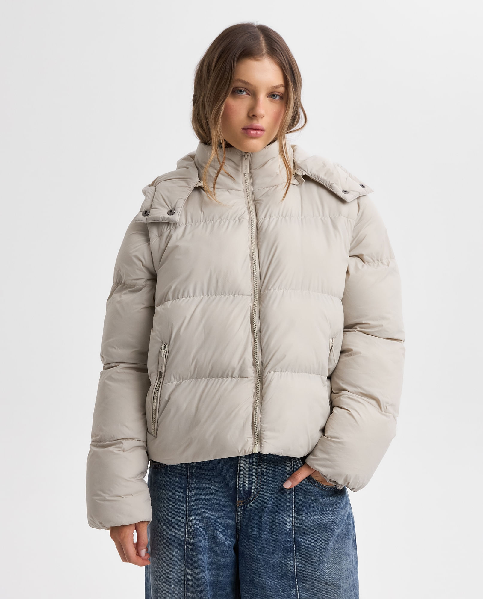 Chaqueta bomber poliamida capucha removible