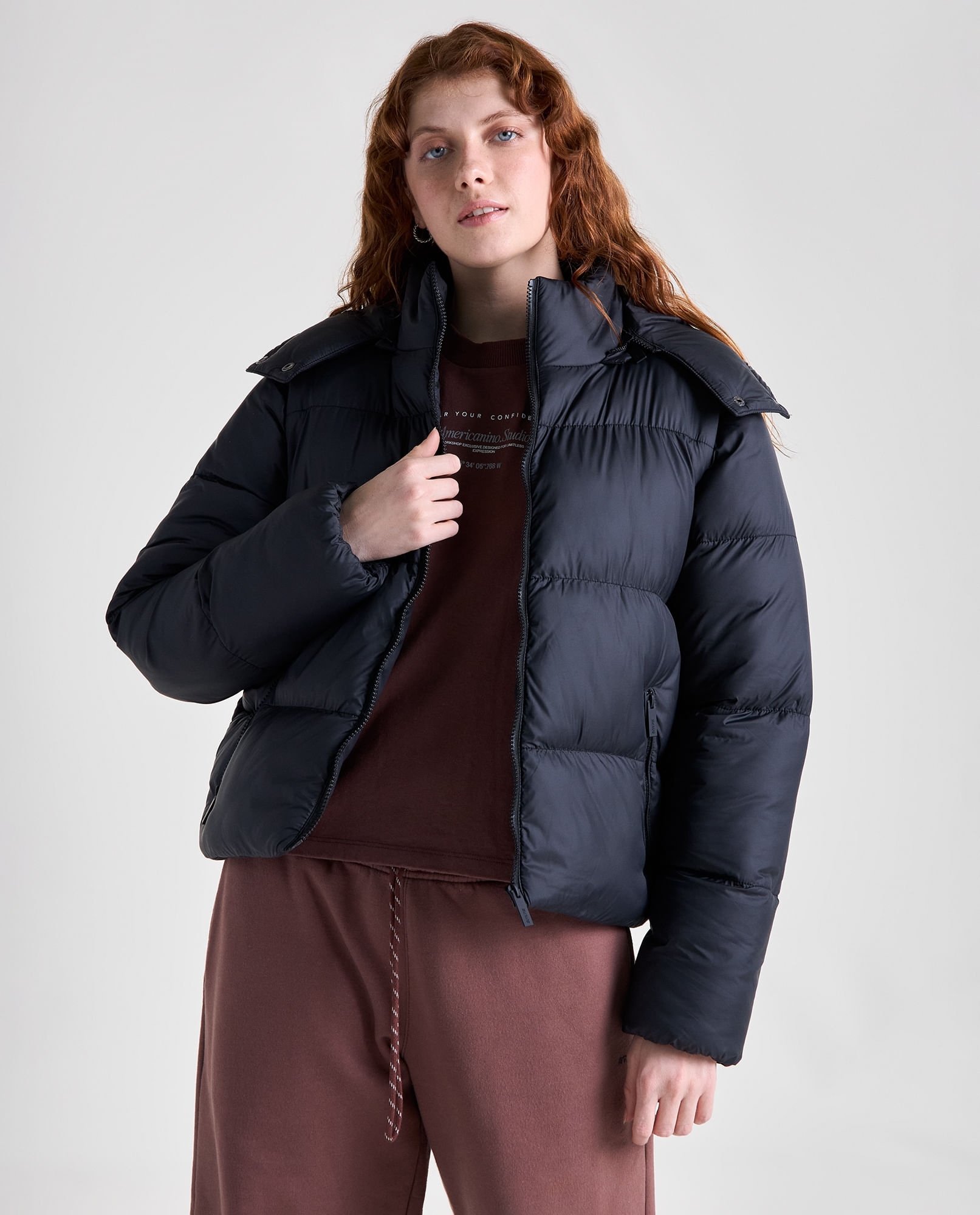 Chaqueta bomber poliamida capucha removible